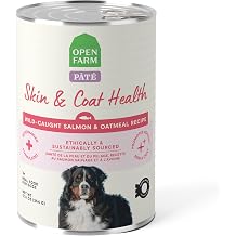 Open Farm, Skin & Coat Health Recipe, Wet Dog Food, Pate Made with Wild Caught Salmon & Oatmeal, 12.5oz Cans Case of 12