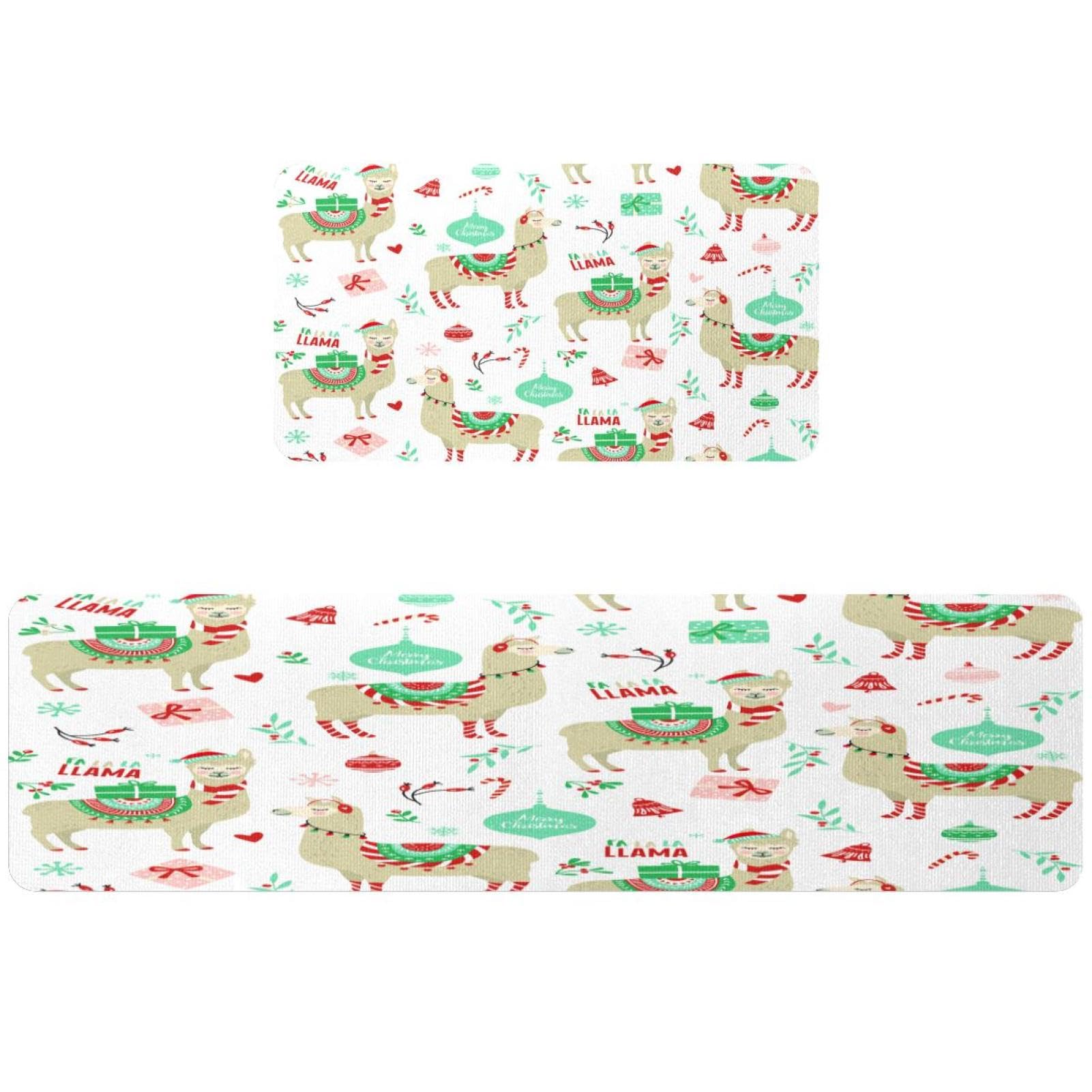 Alfombrillas de cocina de llama lavables y absorbentes: alfombras largas antideslizantes, 2 piezas