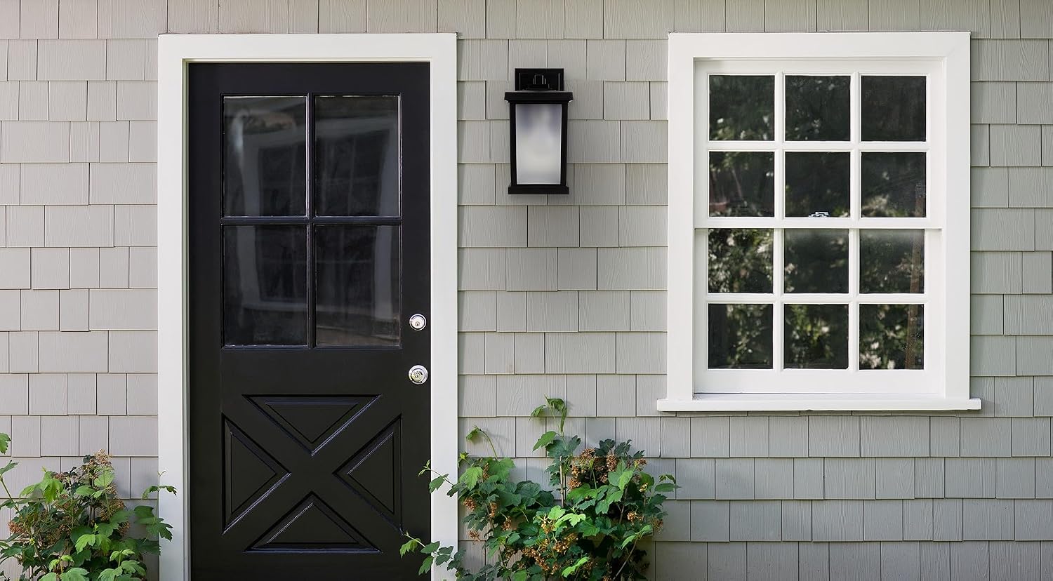Solus Artisan Outdoor Wall Light – Large Square Wall Mount Fixture with LED Bulb, 3000K or 4000K, Black, Bronze, or White Finish, Non-Corrosive, Frosted Shade, UL Listed, Made in USA, (Black)