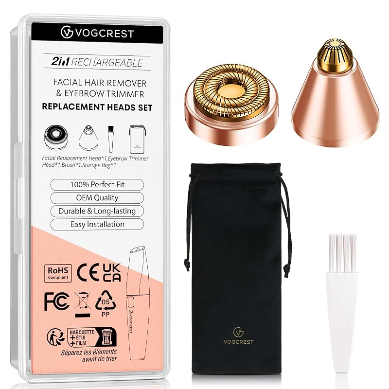 Cabeças de reposição VG VOGCREST para aparador de sobrancelhas e pelos faciais VG-102, VG-1023 e VG-1024, conjunto com 3