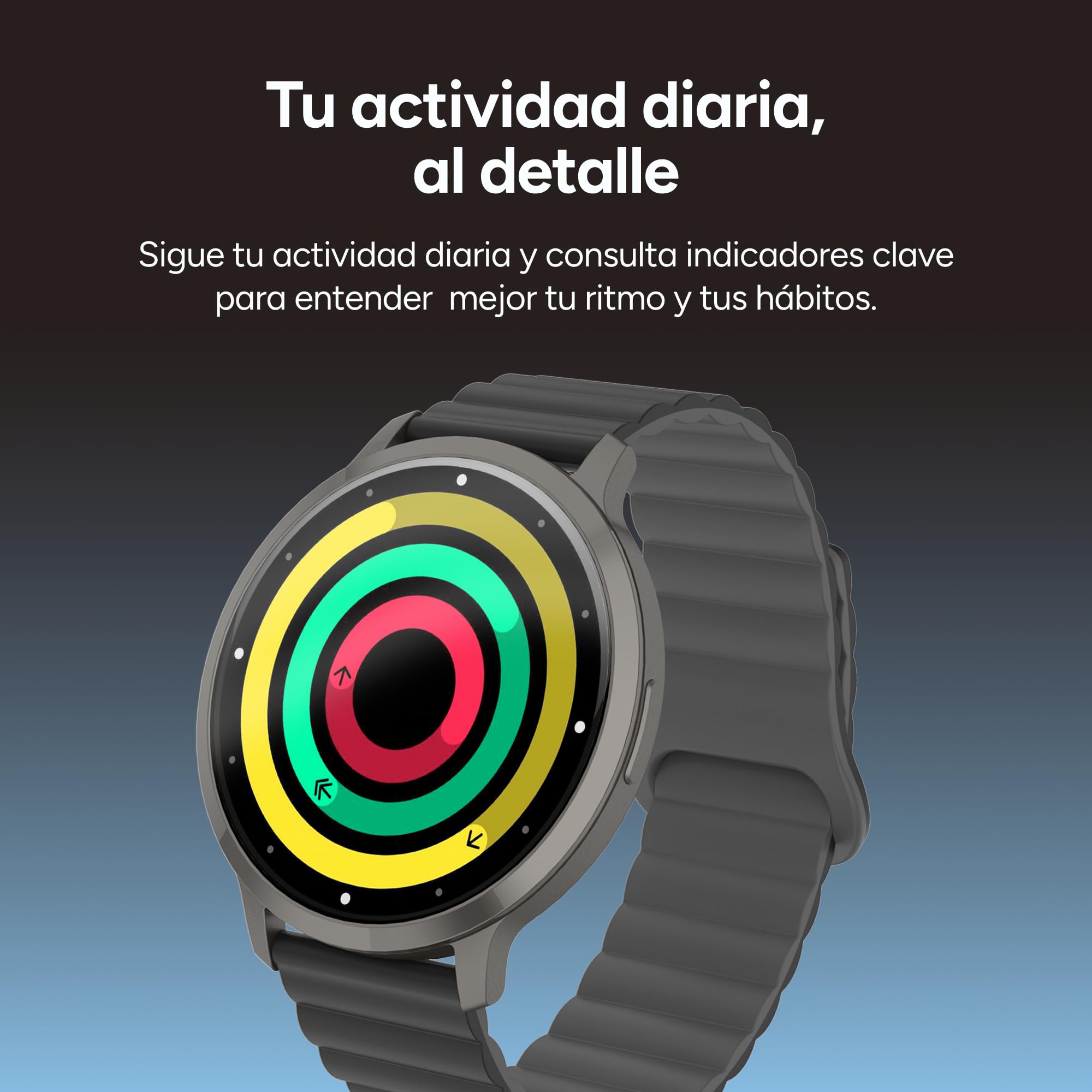 KSIX Smartwatch Core 3 MAX Go - Reloj Inteligente Hombre Pantalla AMOLED 1.73", Diseño Ultra Fino, Llamadas, Correa Silicona Magnética, IP68, Compatible con iPhone®, Android® y Samsung® - Negro