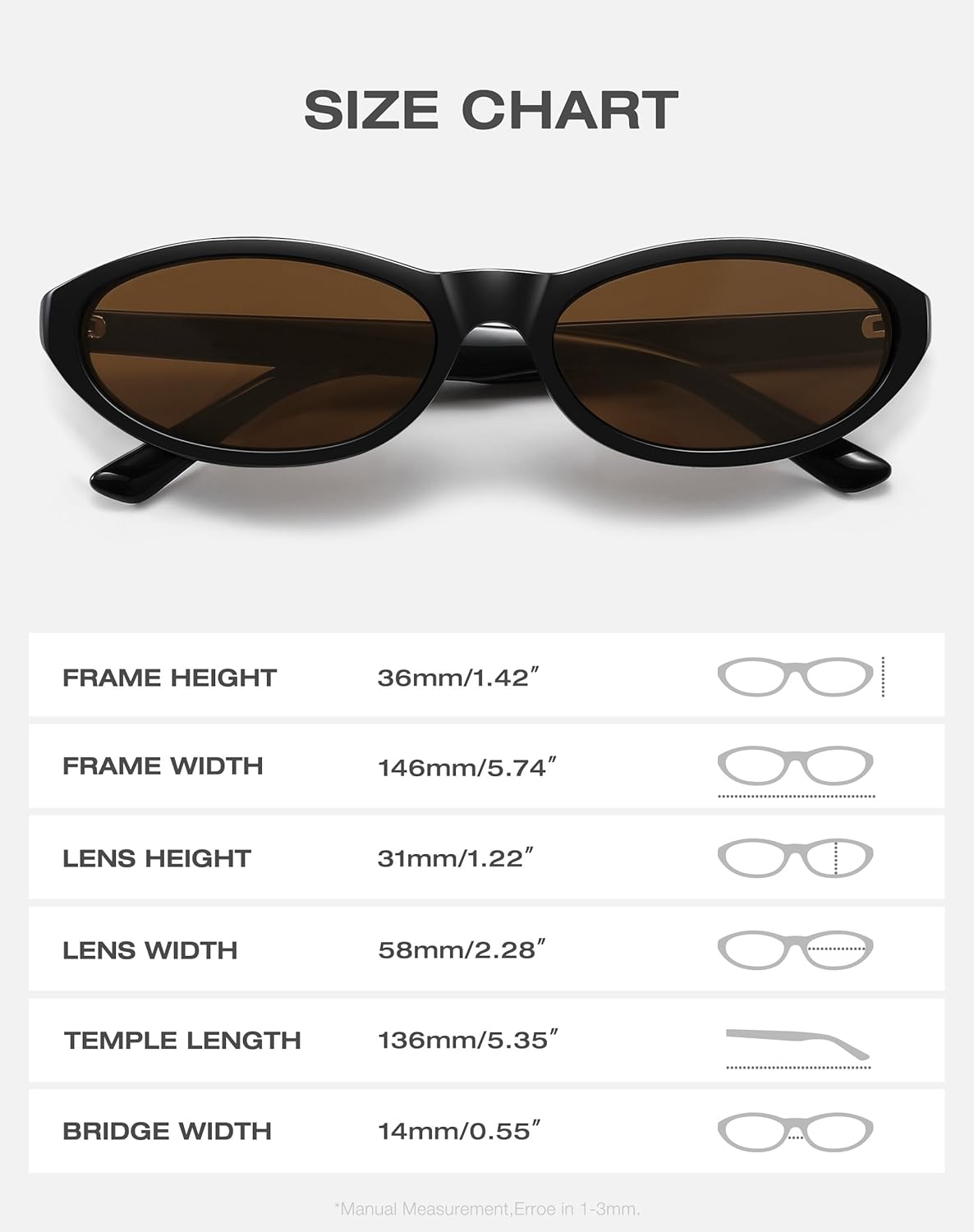 Narrow Retro Oval Sunglasses for Women Trendy Small Cateye Vintage Sun Glasses UV Protection FZN830 - Image 4