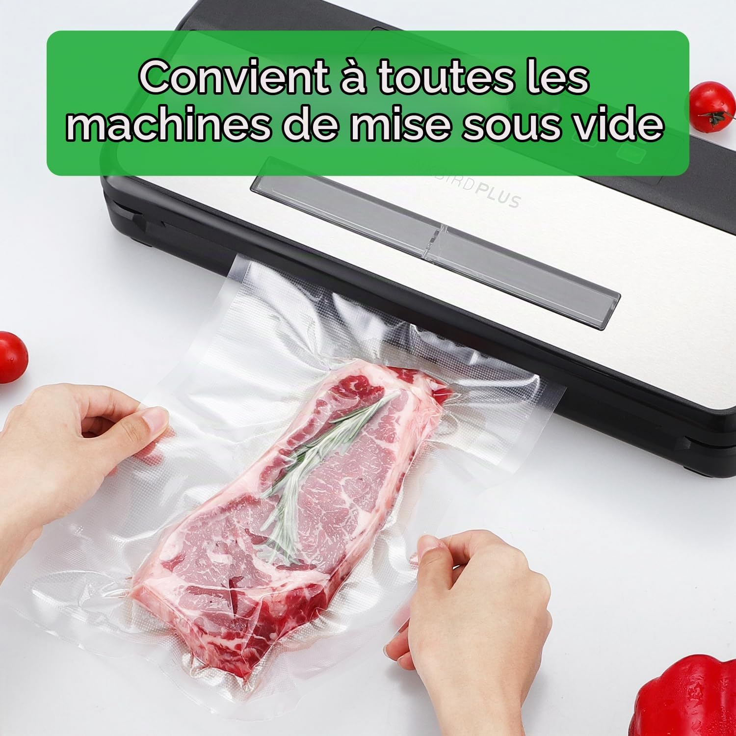 INKBIRD Rouleau Sous Vide Alimentaire 4 Packs: 28x63cm + 20x63cm, Rouleaux Film Sous Vide pour Tous Machine Sous Vide Aliments, Sac Sous Vide pour Le Stockage Des Aliments Et La Cuisson, Sans BPA
