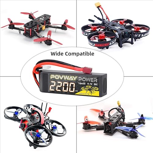 Miniatura 5 de 3S 2200mAh LiPo Batería POVWAY 11.1 V 50C RC Batería con enchufe T Compatible RC Avión, Helicóptero RC, Dron, etc.