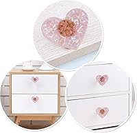 Vista 4 de Rockcloud Pack of 2 Heart Shape Resin Crystal Stones Chips Drawer Knobs Pull Handle Cupboard Dresser Door Pull with Screws Home Decoration Pink