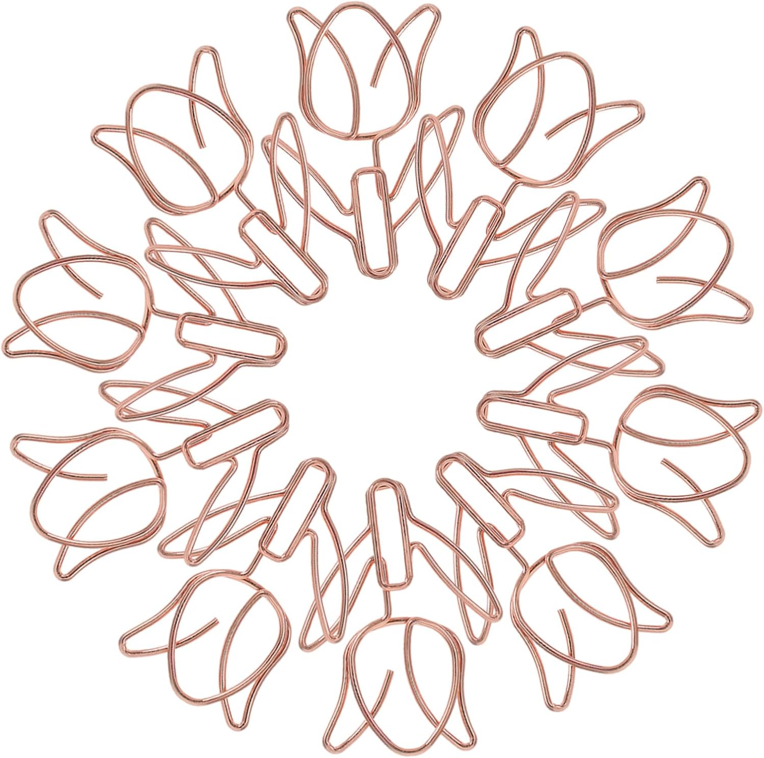 TEHAUX 20pcs Cute Tulip Paper Clips Adorable Cartoon Paperclips Multi-use File Paper Clips for Office School and Home Tulip Bookmark Clips