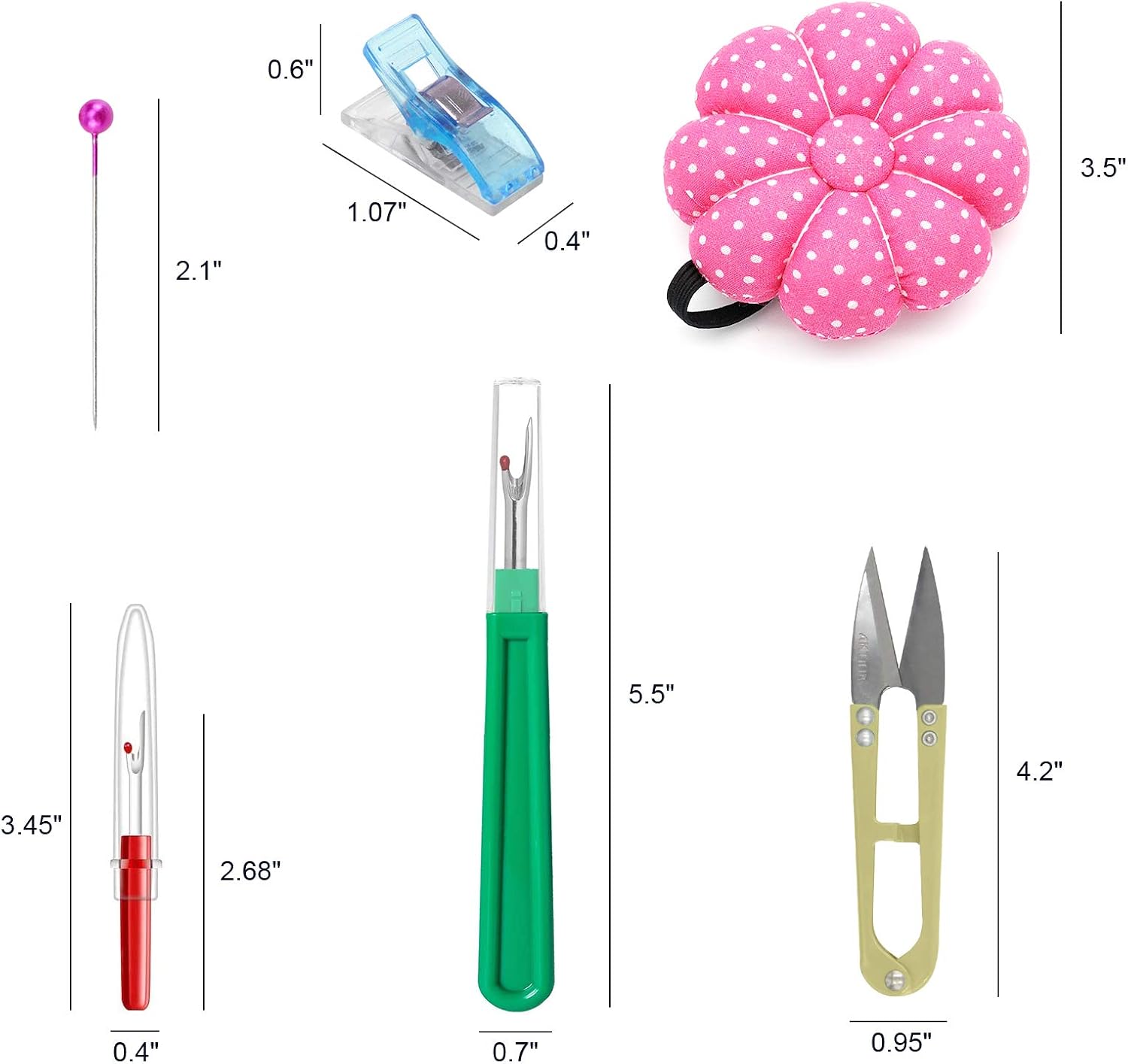 ICNOW 216 PCS Sewing Pin Cushion Kit, Needle Cushion, 2 Magnetic Wrist Pincushion with 200 Straight Sewing Pins, 10 Sewing Clips, 2 Seam Rippers and 1 Sewing Scissor, Sewing Products for DIY
