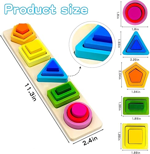 Miniatura 6 de Montessori Juguete para niños de 18 meses en adelante, juguete apilable de madera para bebés, niños y niñas, juguete educativo, clasificador de
