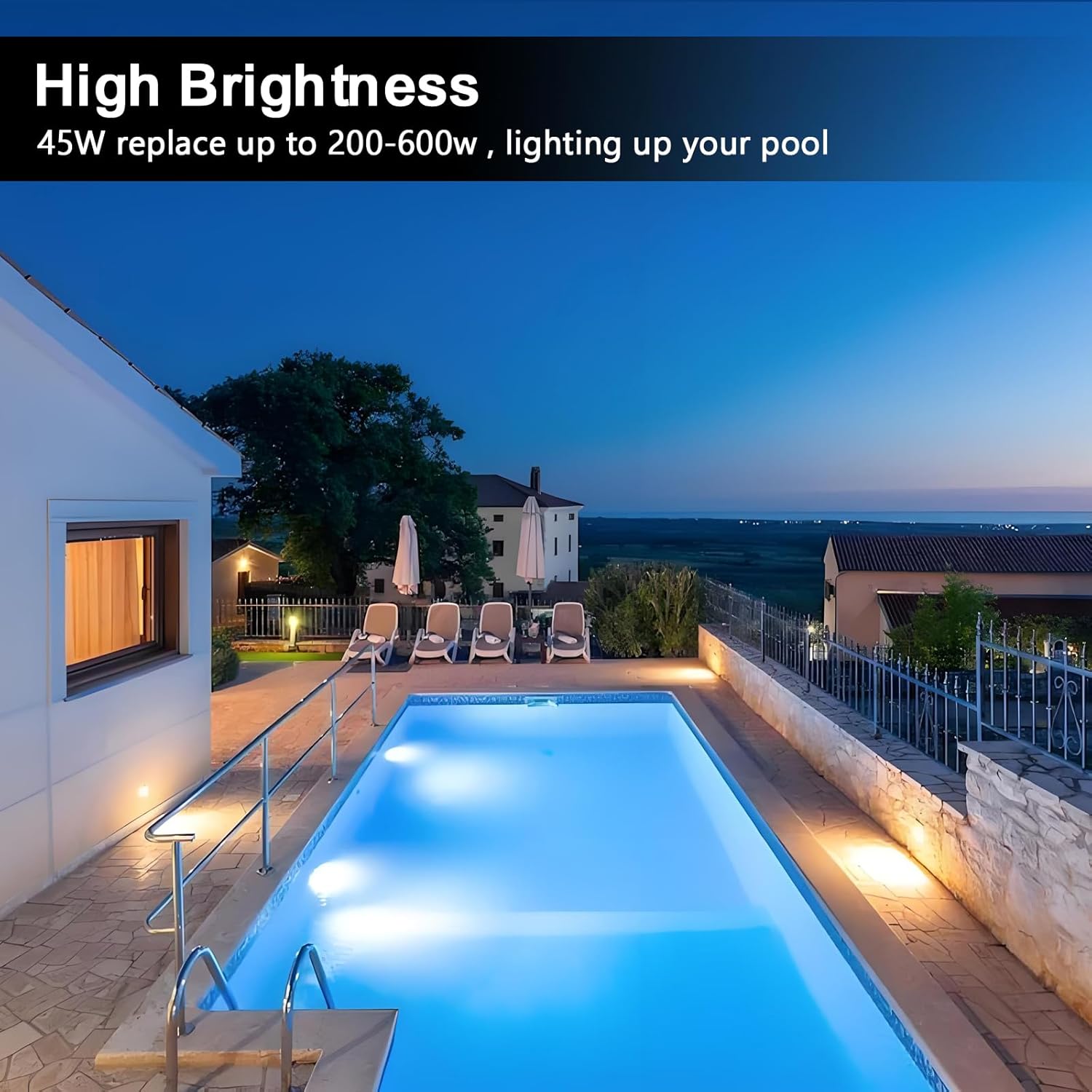 LED Pool Light Bulb,45W 120V 6000K Daylight White LED Pool Lights for Inground Pool，E26 Base Swimming Pool Light Bulb Replacement for Pentair Hayward（Not 12V）