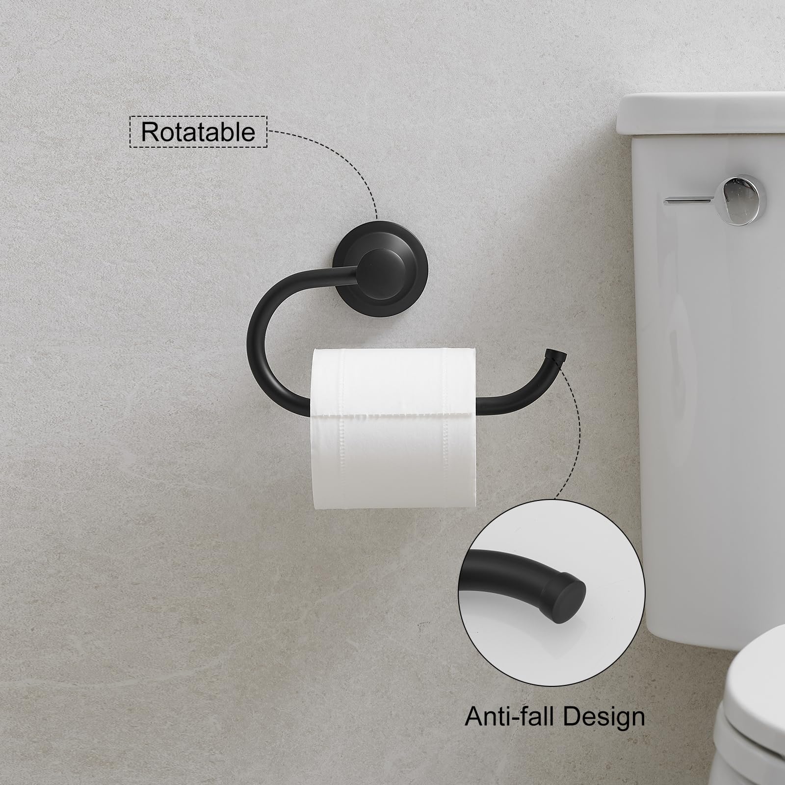 Hoimpro Toilet Paper Holder Towel Ring Set, Wall Mount Matte Black — Amazon image 3