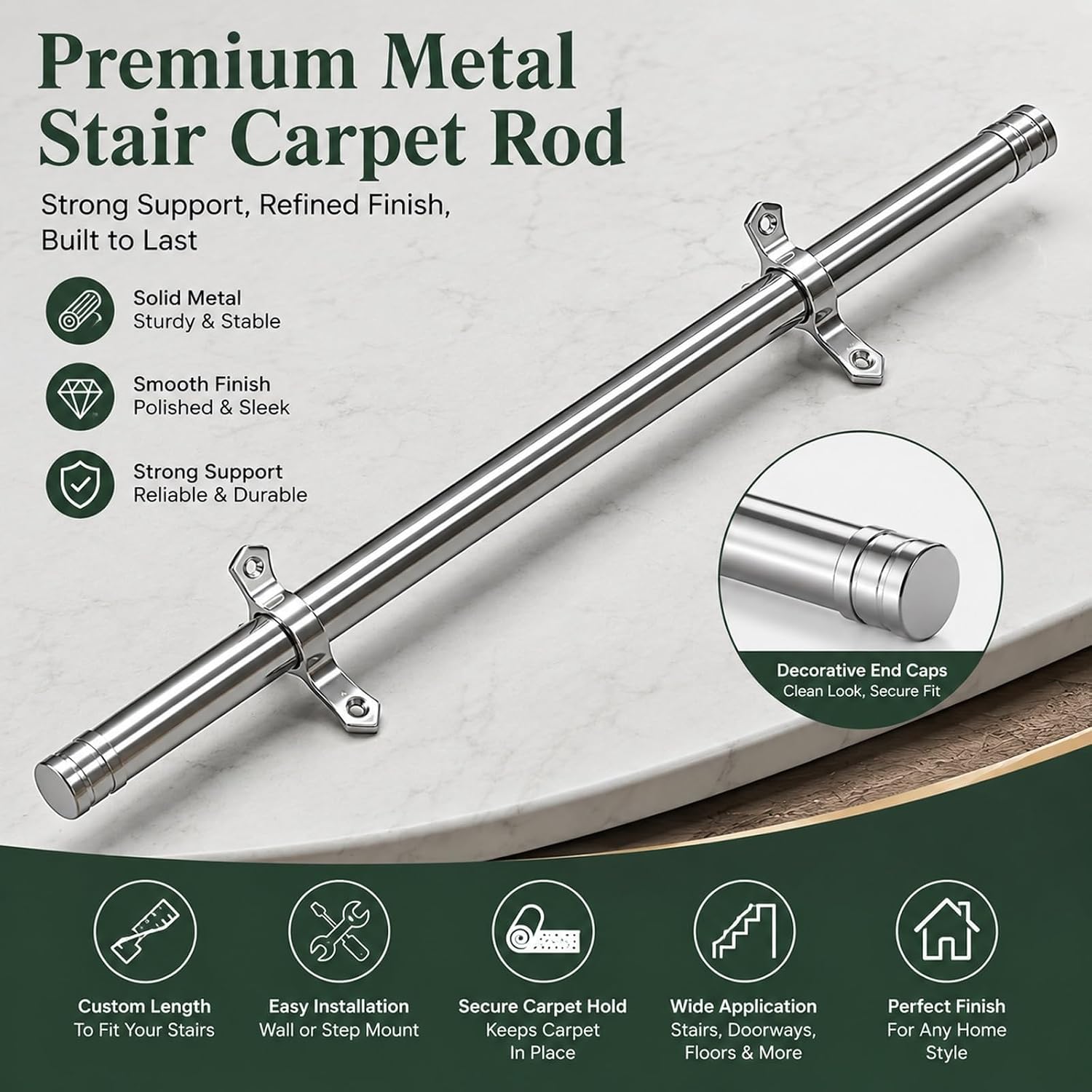 Polished Silver Curtain Rod Hardware Set - 13, 15, 10, 5, 3 Pack - Complete Drapery Accessories for Easy Installation, Stylish Home Décor