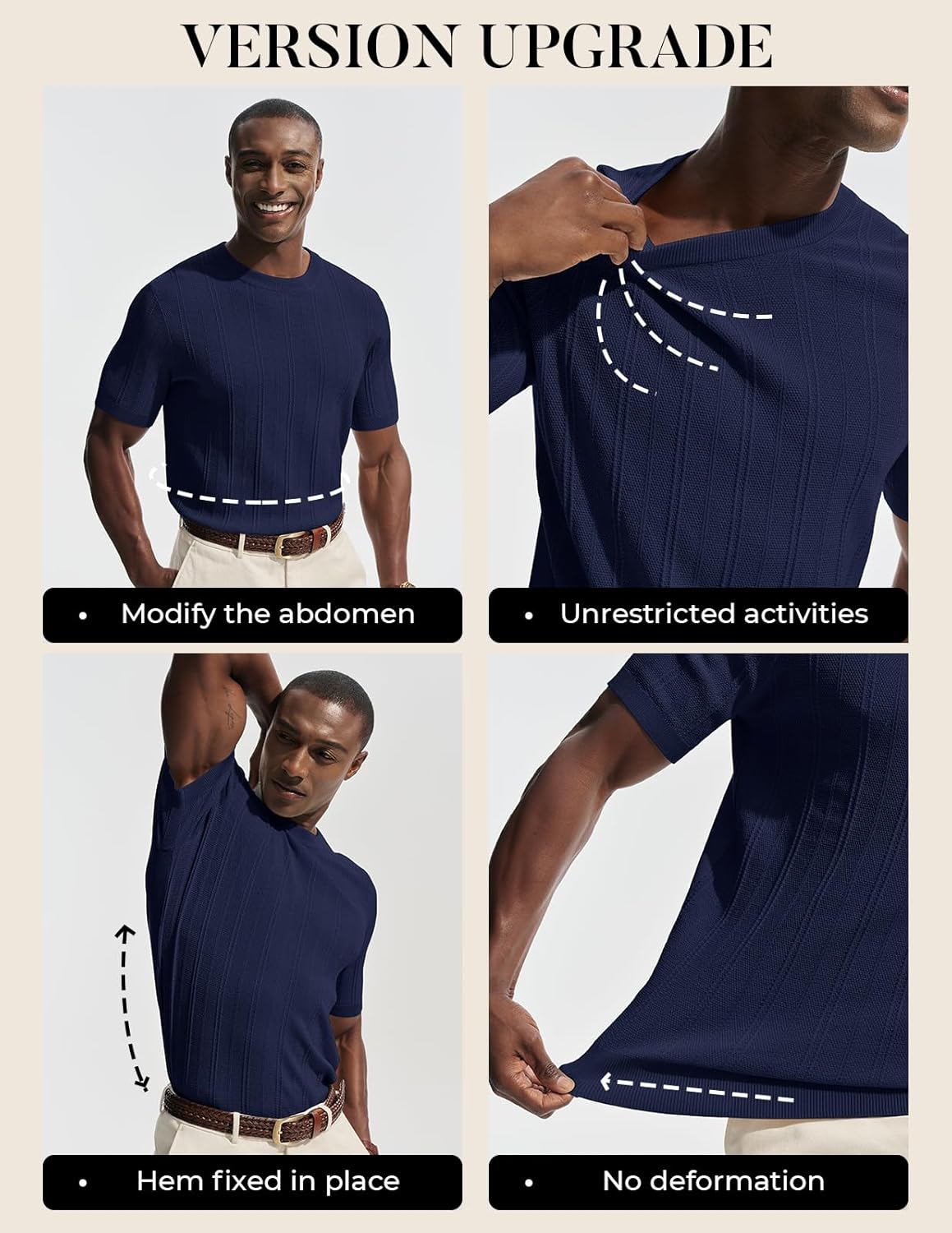 PJ PAUL JONES Mens T-Shirts Crew Neck T Shirts Short Sleeve Knit Shirt Casual Ribbed Top Basic Pullover Tees - Image 5