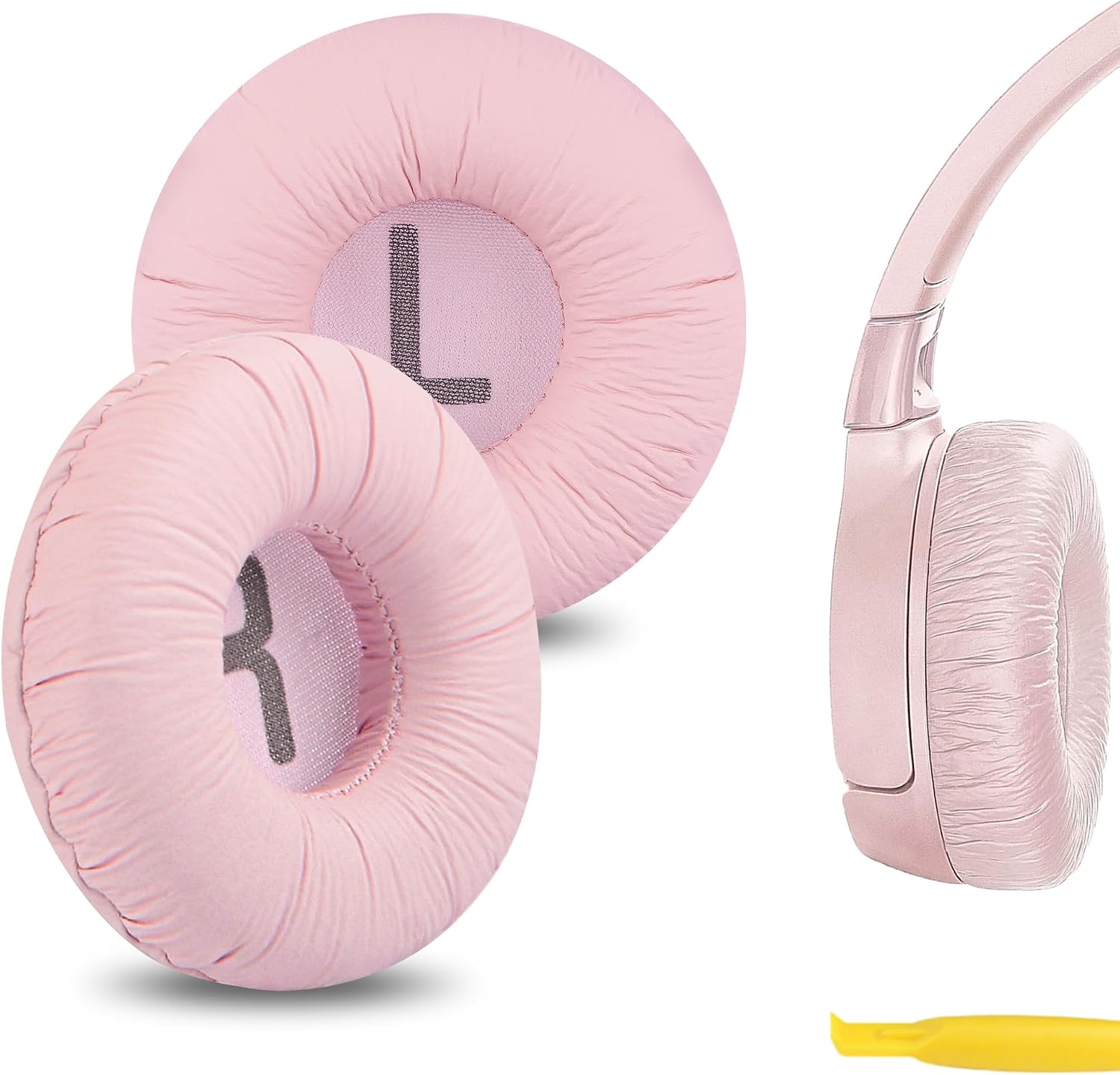 Geekria Leatherette Replacement Ear Pads for JBL JR300, JR300BT, T450BT, T500BT, Tune 500, Tune 500BT, Tune 510BT, Tune 520BT Headphones, Ear Cushions with Video Guide (Black)