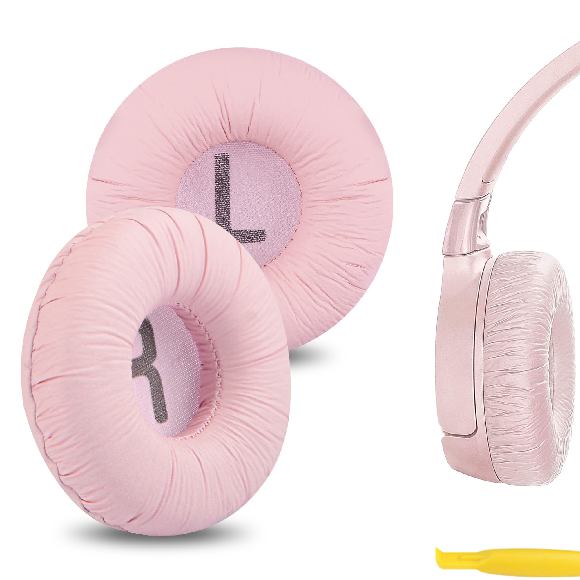 GEEKRIANOVA Leatherette Replacement Ear Pads Compatible with JBL JR 300/ 300BT, T 450BT/ T500BT, Tune 500/ 500BT/ 510BT/ 520BT Headphones Ear Cushions, Repair Parts with Video Guide (Pink)
