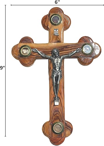 Miniatura 3 de 3 ARCHES USA Cruz de madera de olivo genuina de Tierra Santa para decoración del hogar y la habitación, crucifijo tallado a mano de 9 pulgadas con