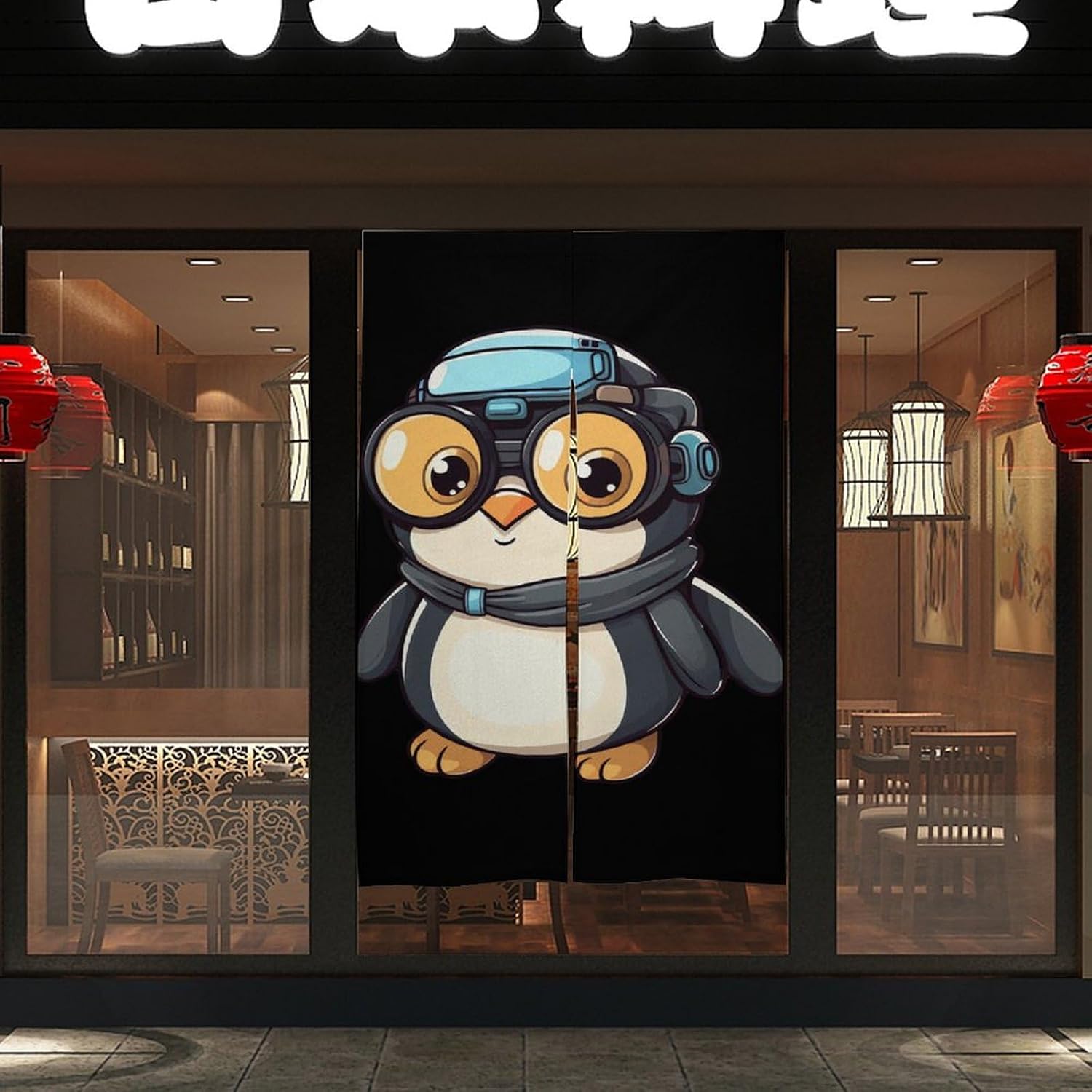 Funny Penguin Door Curtain Blackout Door Cover Curtains Door Screen for Home Accessories