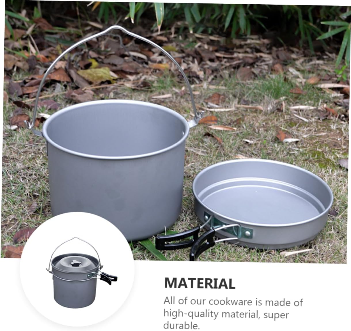 1set Multifunctional Non-Stick Camping Cookware Pot Set for Outdoor Cooking Lightweight Aluminum Cookware for Hiking Backpacking and Picnic Use