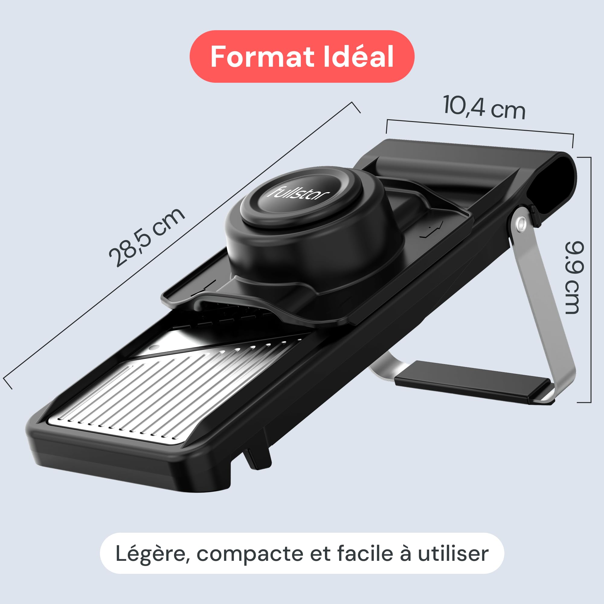 Fullstar Mandoline Cuisine Inox 2-en-1 - Épaisseur Réglable 1-4 mm - Mandoline Multifonctions avec Lame Julienne pour Pommes de Terre, Fruits, Légumes & Fromage - Mandoline Cuisine Professionnelle