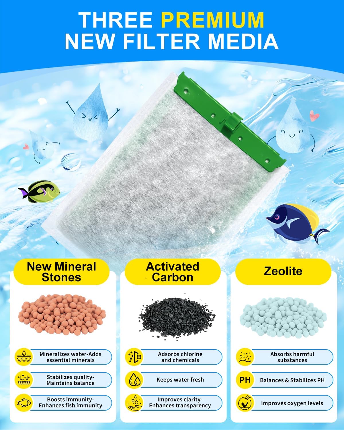 6+16 PCS Super Upgraded Filter Cartridges Large with 3 Premium Materials Compatible with Tetra Whisper Bio-Bag Aquarium Filters, Fish Tank Filter for Whisper 20i 40i/ IQ 20 30 45 60/ PF20 30 40