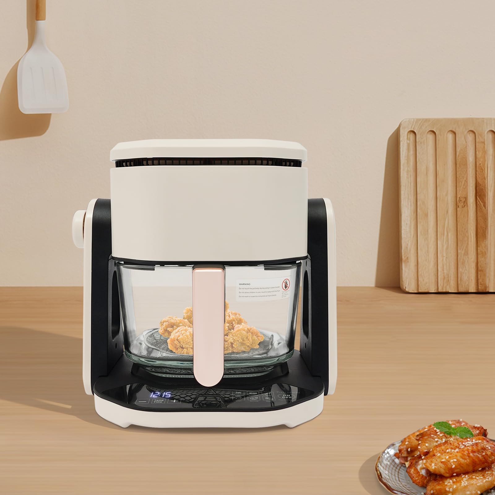 HeißLuftfritteuse 1200W 4.5 L Klimaanlage FräTter Gesundes Kochen für Haushalt & KüChe, GroßEs FassungsvermöGen, Kann Zum Backen und Backen Verschiedener Lebensmittel Verwendet Werden (Weiß)