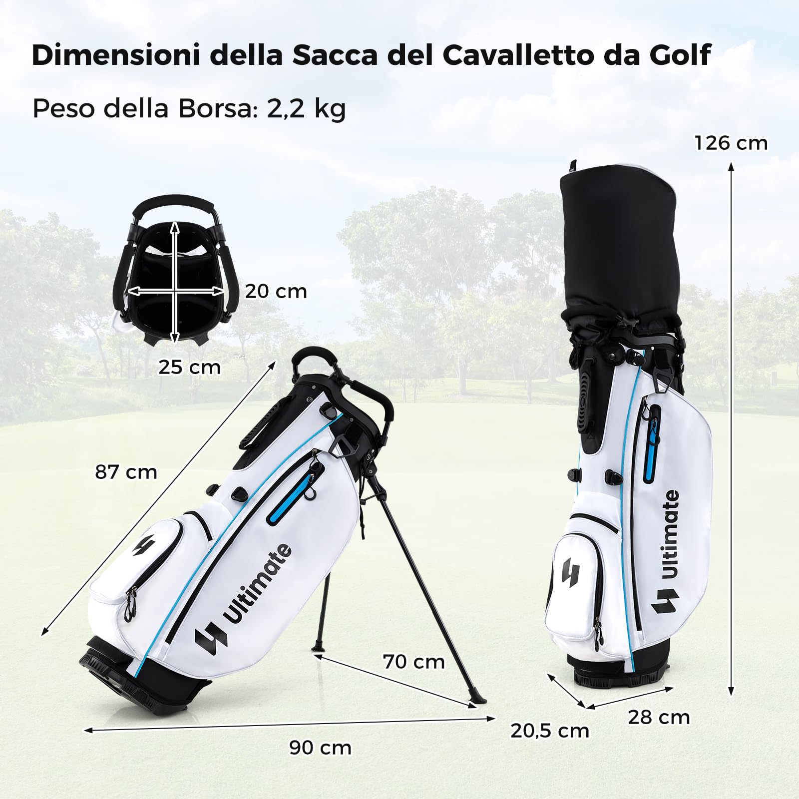 COSTWAY Set Completo di Mazze da Golf con Sacca a Treppiede, Include con Driver 1 da 460CC, Legno 3, Ibrido, Ferri 5, 6, 7, 8, 9, P, S, Putter e Copertura Antipioggia per Destrimani
