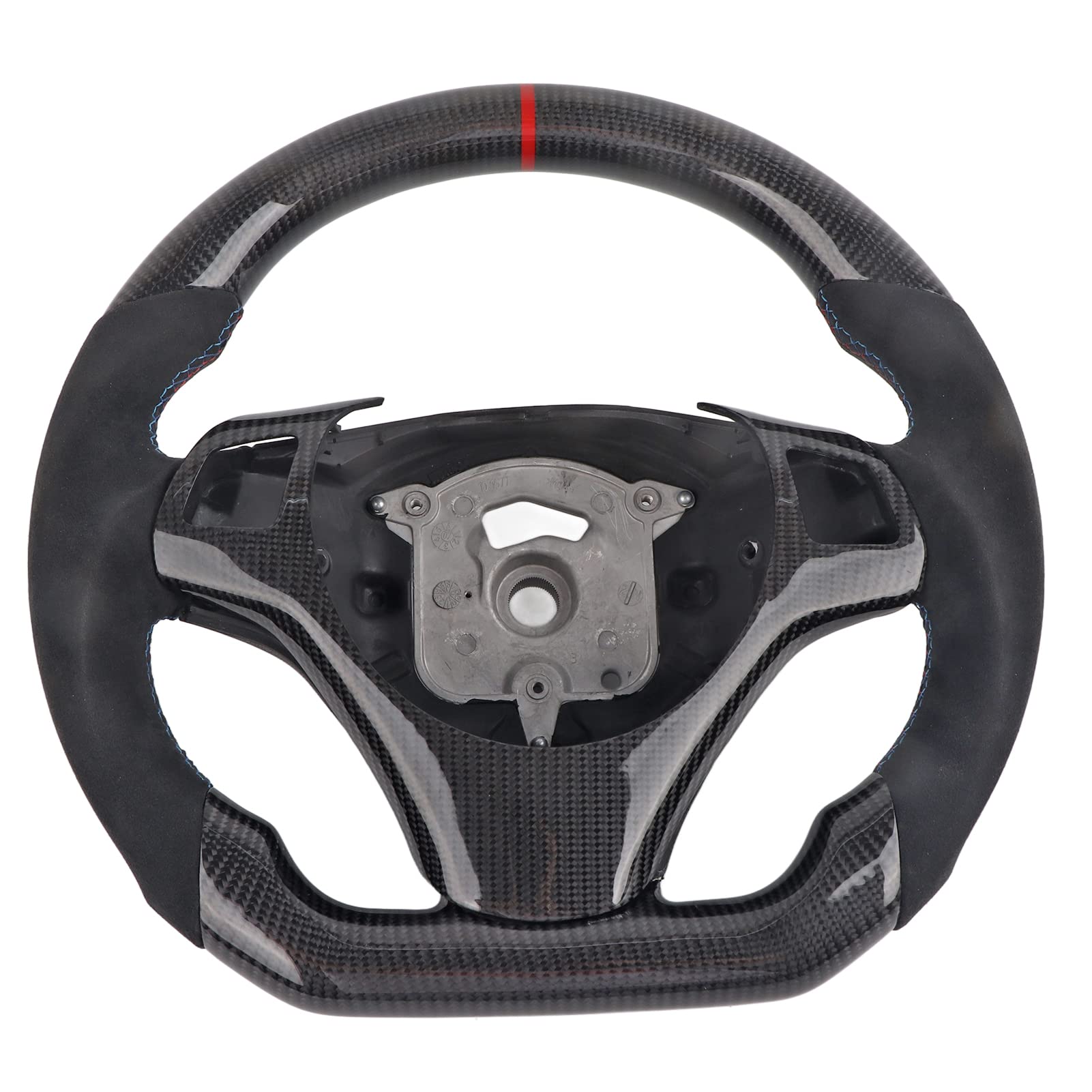 Zamszowa Kierownica z Włókna Węglowego z Czerwonym Paskiem Pasuje do Serii 3 E90 E92 E E82 E88 2006-2013 do Serii Feel Ulepszenie Układu Kierowniczego Sedan Ergonomia Włókna Węglowego
