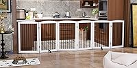 Vista 10 de Puerta independiente para mascotas para perros, puerta plegable de madera para perros, barrera interior para mascotas para escaleras, puertas, patas