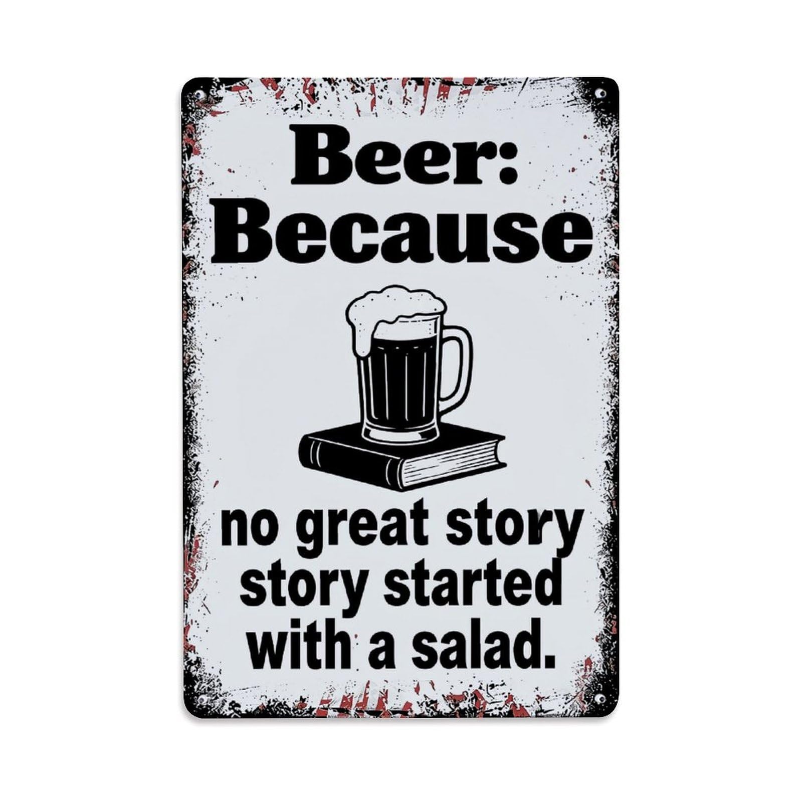 Bliveurn Vintage Beer Because No Great Story Retro Metal Tin Sign, Metal Poster For Home, Gaming Room, Studio Workshop,Bar,Garage Wall Art Decor 8X12 Inch