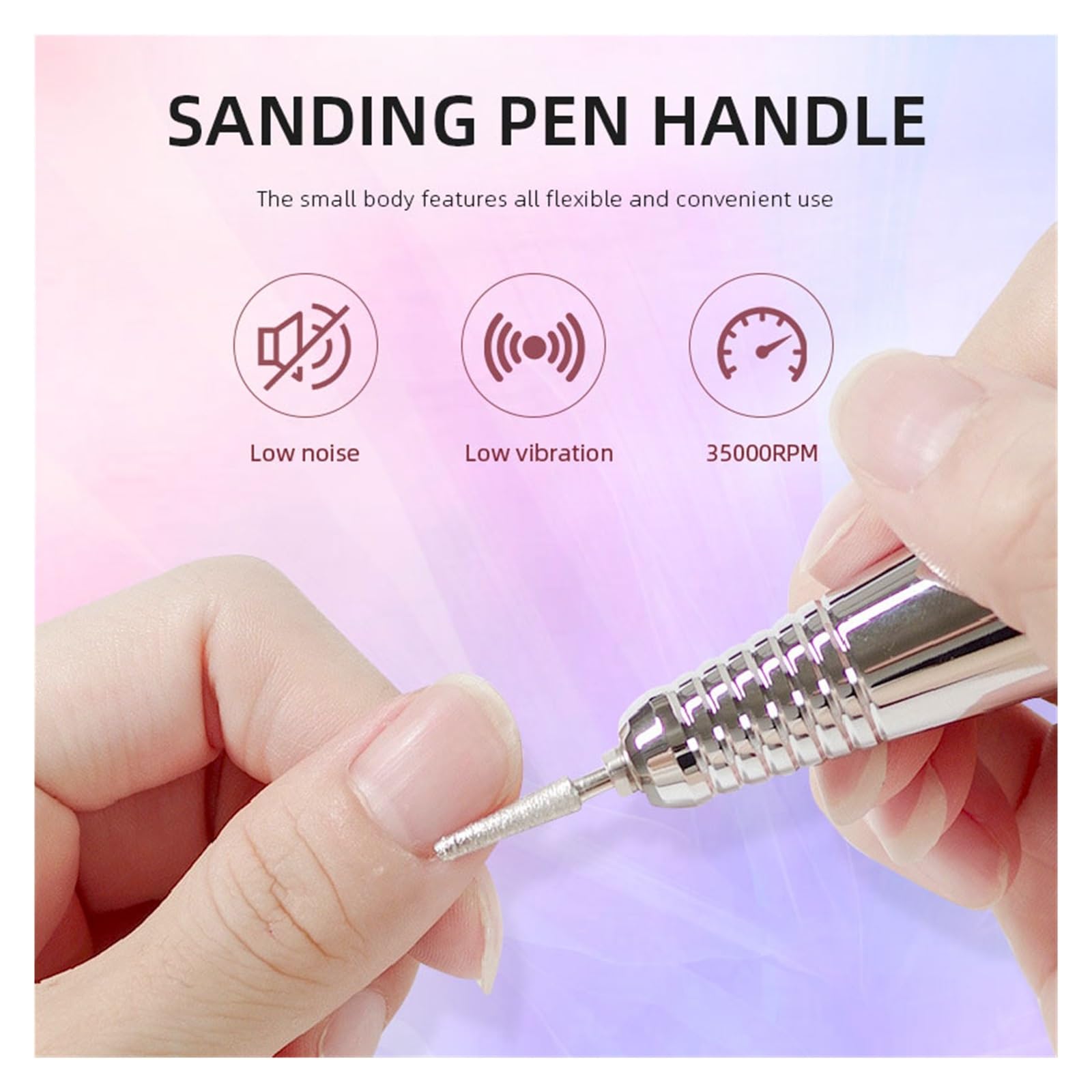 Torno para Uñas, Taladro de uñas de 35000RPM, lijadora de uñas eléctrica recargable, cortadora de fresado de máquina de manicura profesional for pulido de Gel(Bianco)
