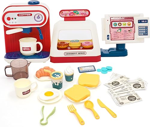 Cafetera de juguete, juego de rol, hamburguesería, caja registradora con sonido, juegos de cocina para niños, electrodomésticos de cocina, juguete