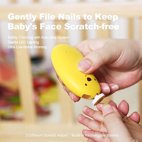 Miniatura 2 de Lima eléctrica de uñas para bebé, recortadora de uñas recargable suave, kit de aseo para bebés, juego de manicura para bebés pequeños o adultos, 6