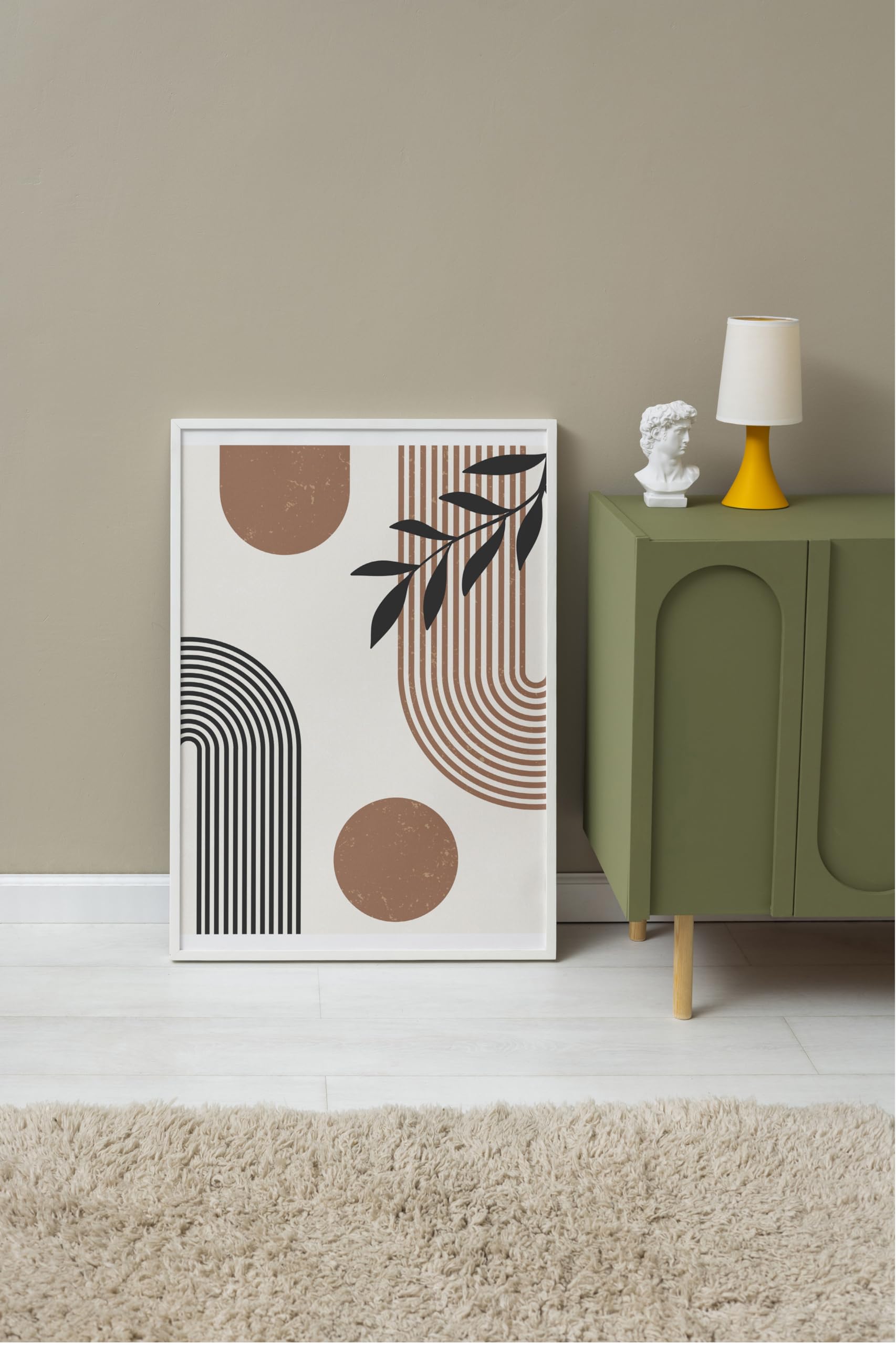 Zestia Beyaz Çerçeveli Tablo, Geometrik Soyut Desen, Salon Dekoru Poster No: 106842 21 x 30