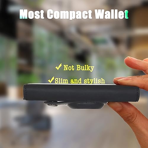 Miniatura 3 de Billetera delgada para hombre para AirTag, Negro -, Portatarjetas delgado para Airtag