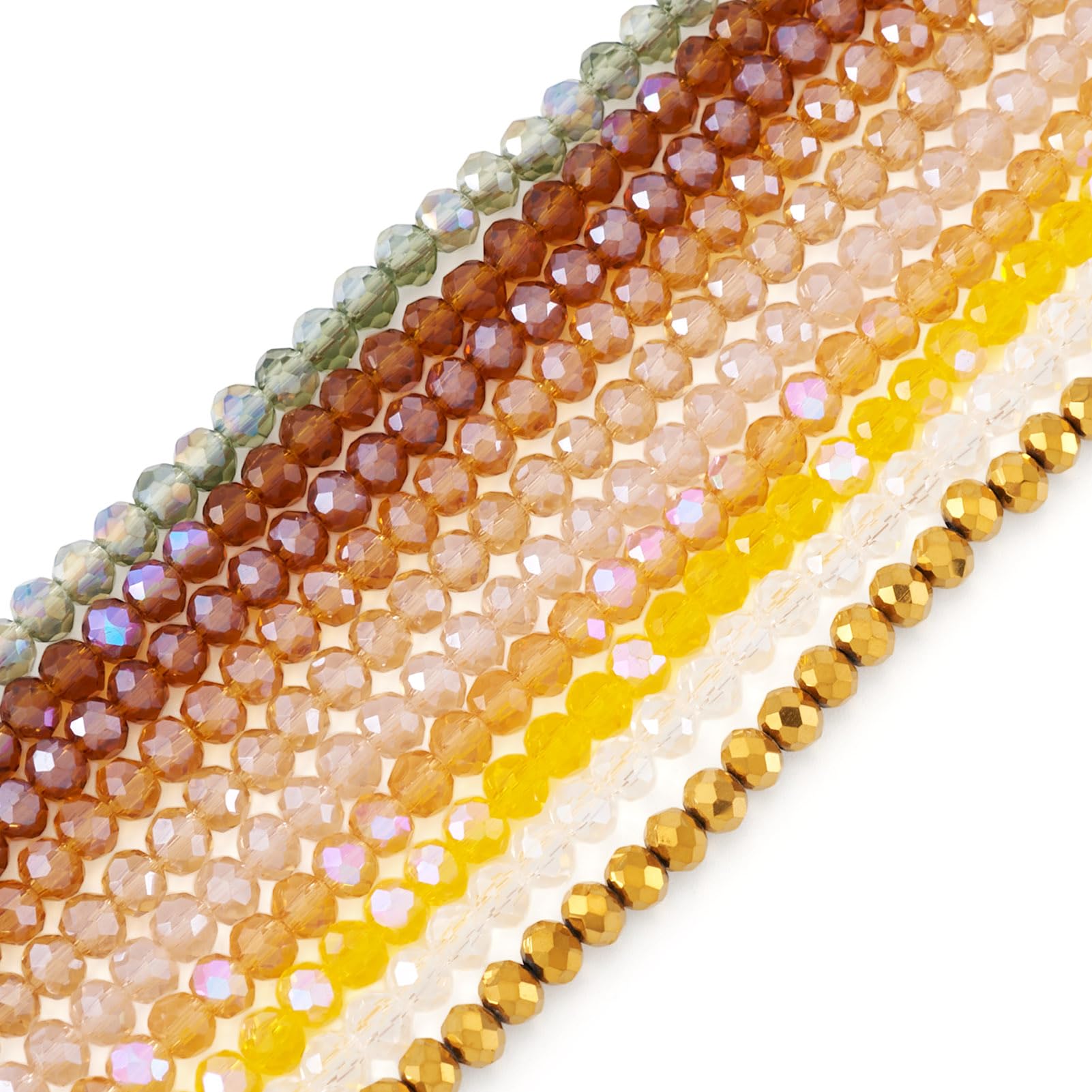 Bestewelry 10 Strands Faceted Glass Beads 4x3mm Rondelle Crystal Glass Bead Loose Spacer Beads for Bracelets Necklace Earring Jewelry Making Bag Decoration, Yellow โ image 1