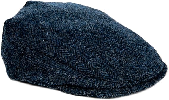Navy herringbone flat cap Clearance