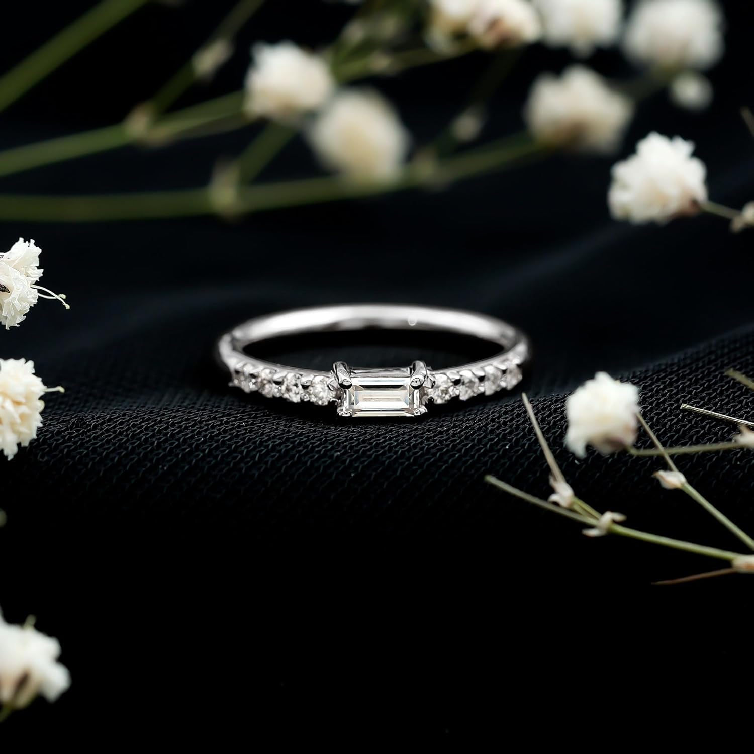 Certified Moissanite Promise Ring for Women, D- Vs1 Quality, Moissanite Stackable Ring - Ideal For Gift