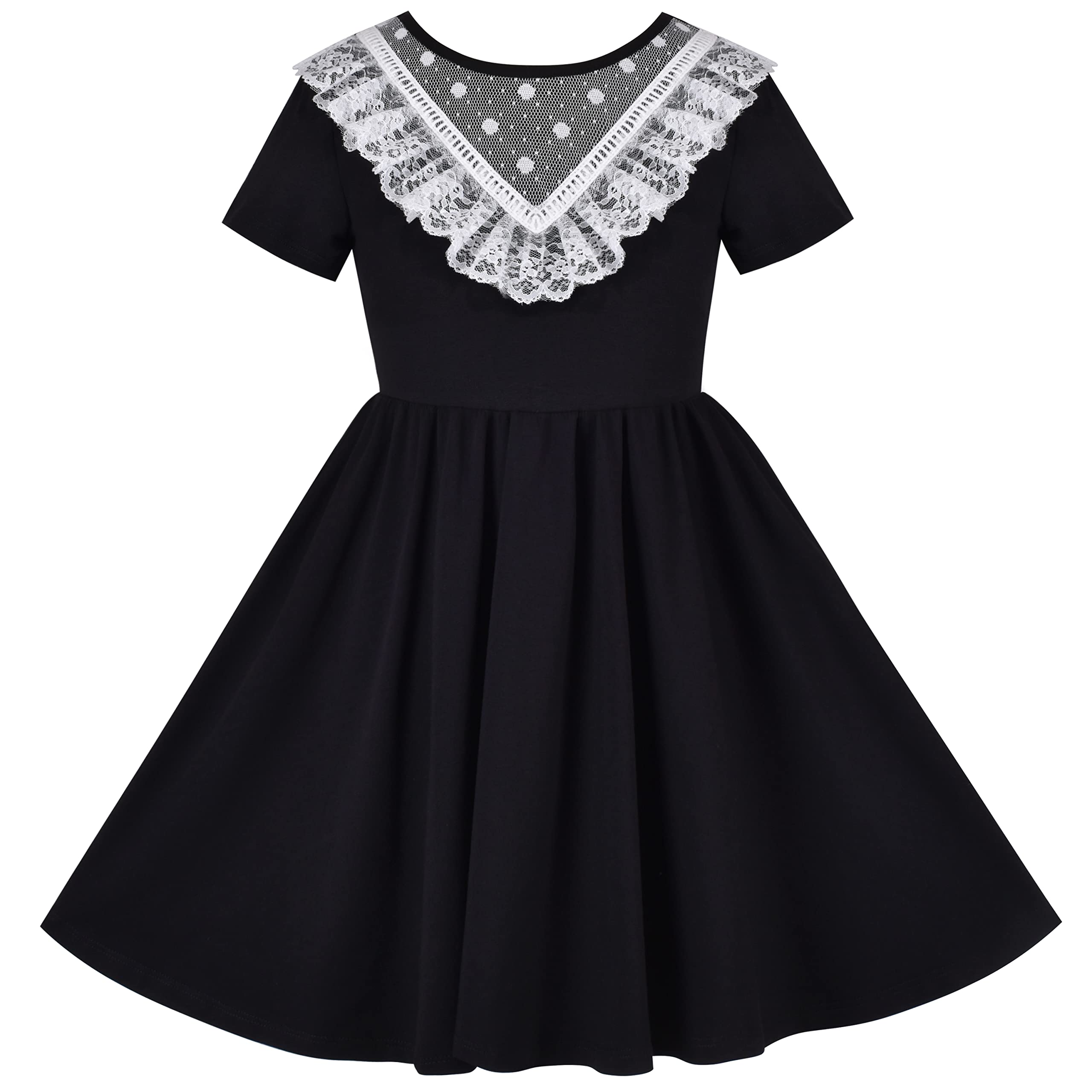 Sunny Fashion Girls Dress Colorful Striped Knitted Cotton Stretch School