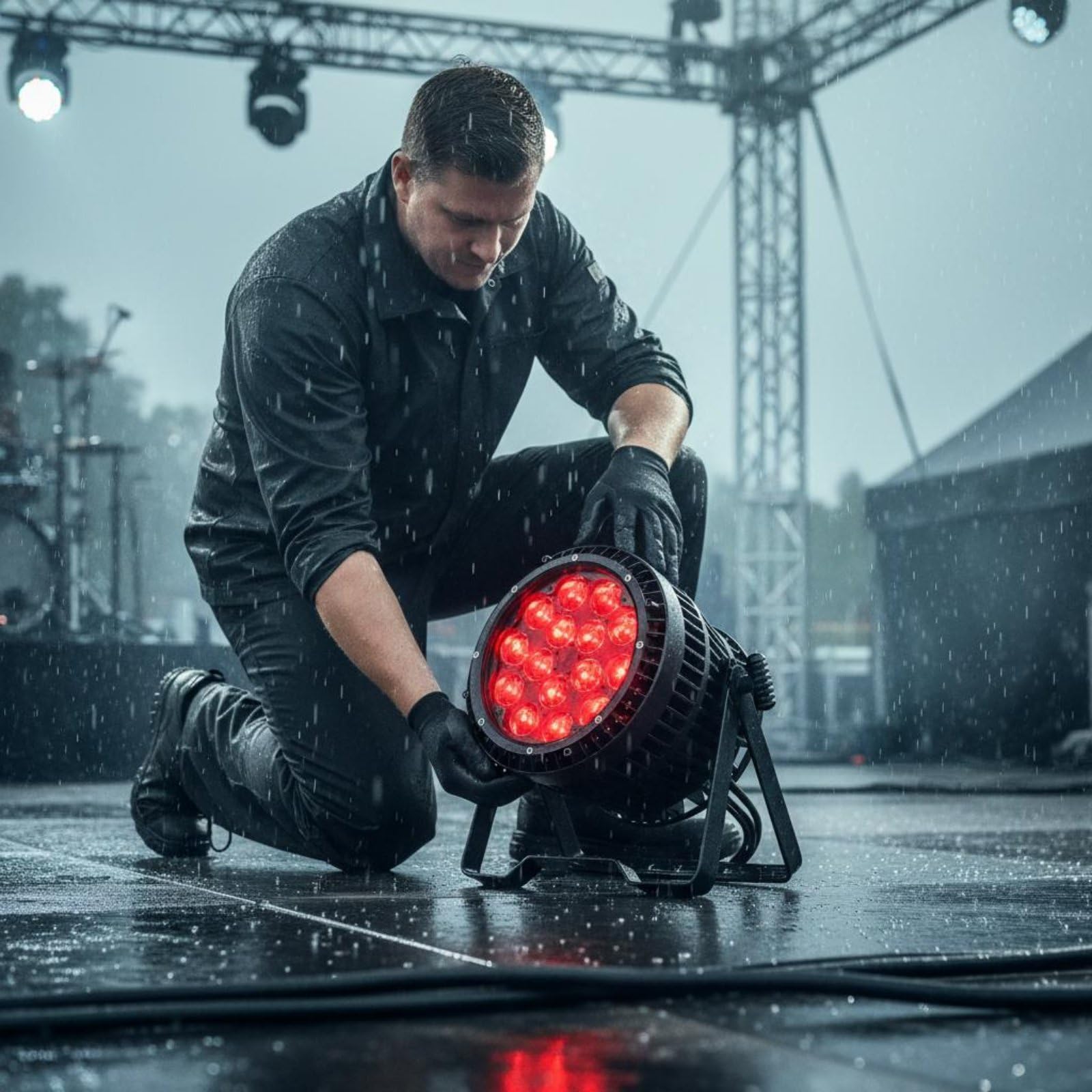 Bühnenstrahler LED Scheinwerfer Flutlicht Washlight mit Wetterfestem IP65 Gehäuse 15x20w RGBW Motorischem 10°–60° DMX512 Kontrolle für