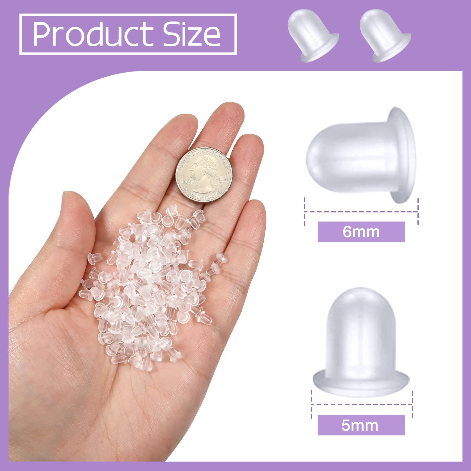 Fermagli Orecchini In Silicone Trasparente | 6 Pezzi Grandi | Chiusura Comoda E Sicura | Per Borchie