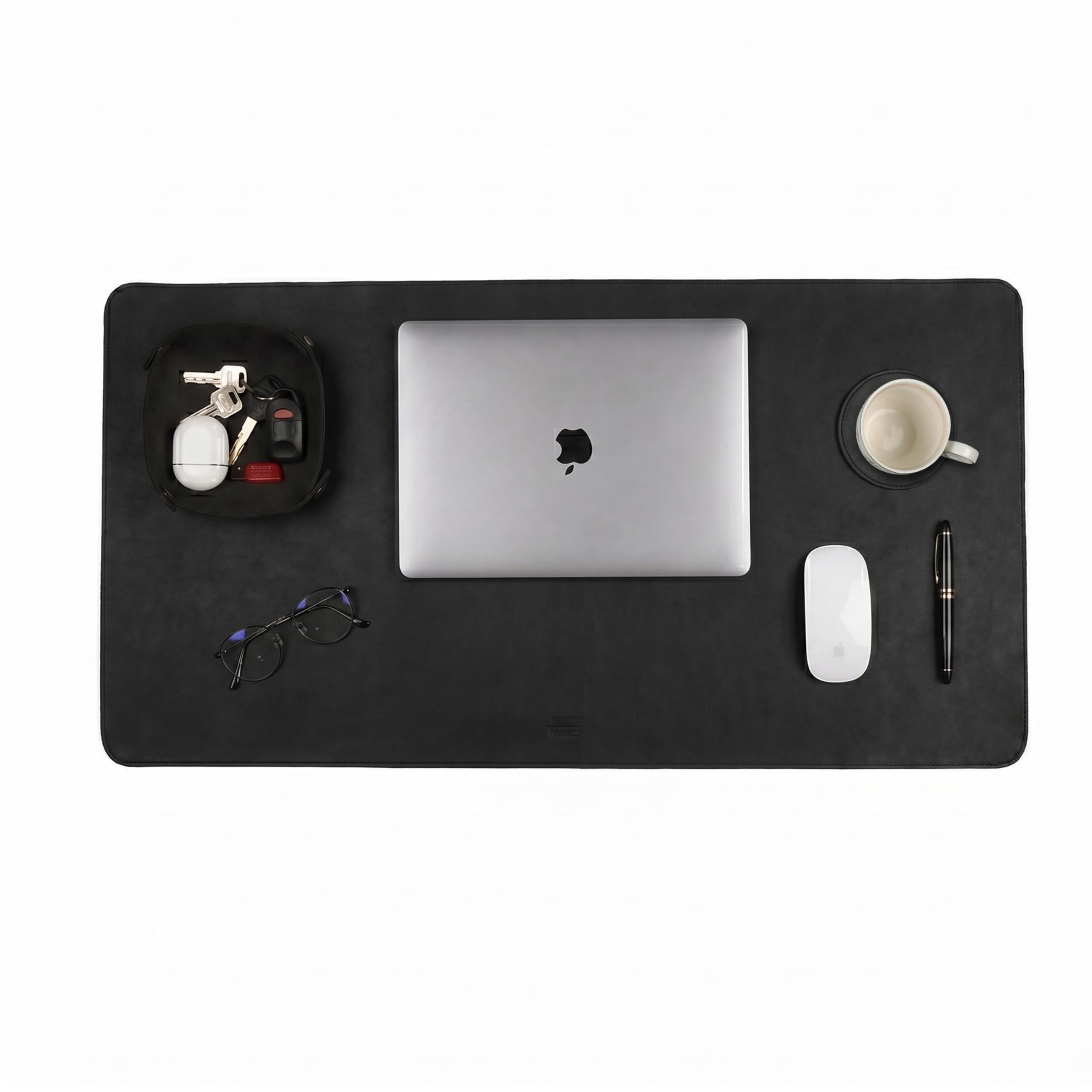 LEATHER VILLAGE Sous-main de bureau en cuir véritable (3 mm) d'épaisseur double couche – Grand sous-main protecteur pleine fleur pour clavier, souris et ordinateur portable – Tapis de table de bureau
