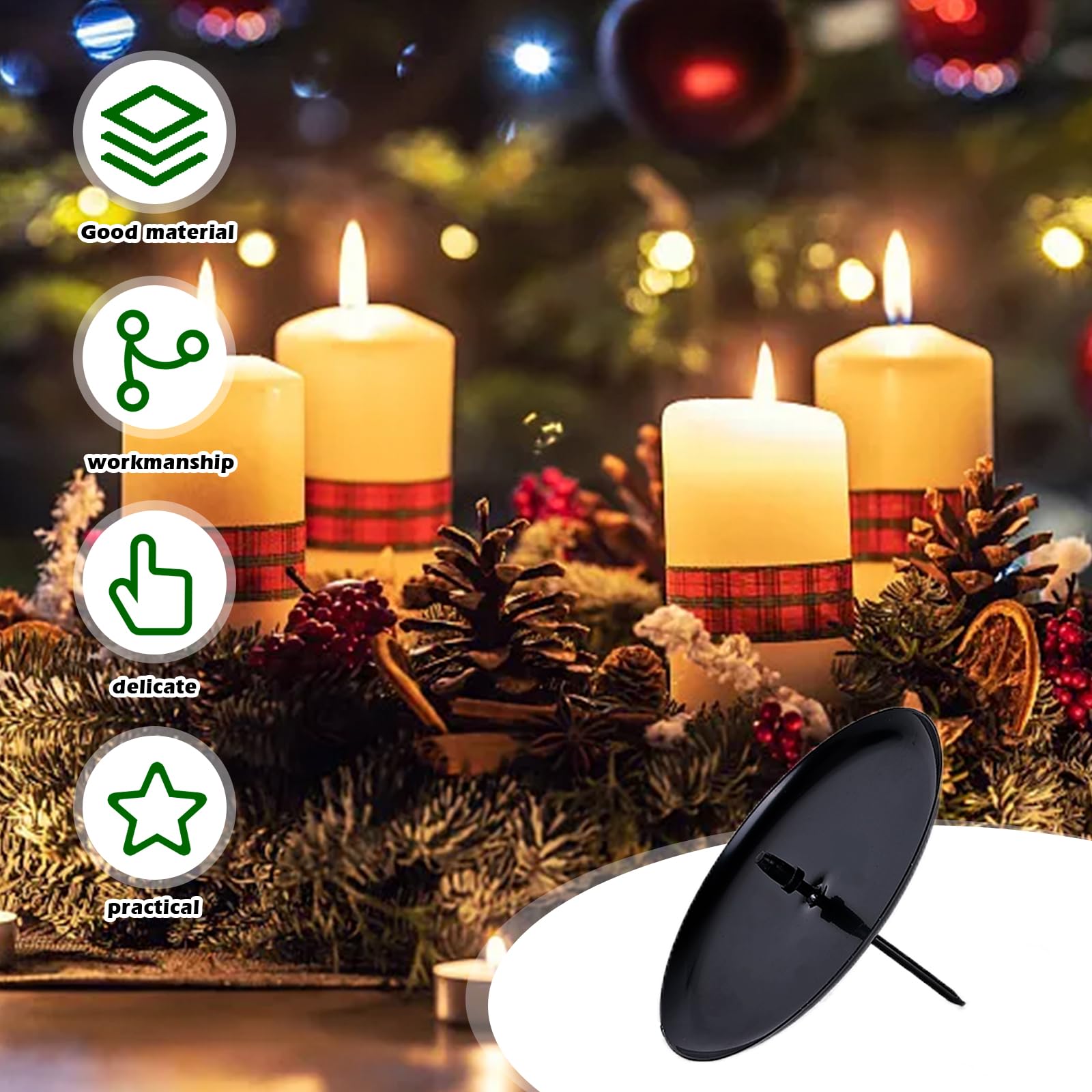 LongZYU 12 Piezas 6 Cm Candelero Para Corona De Adviento Navidad Portavelas  De Metal Oro Candelabros, image size:1600x1600