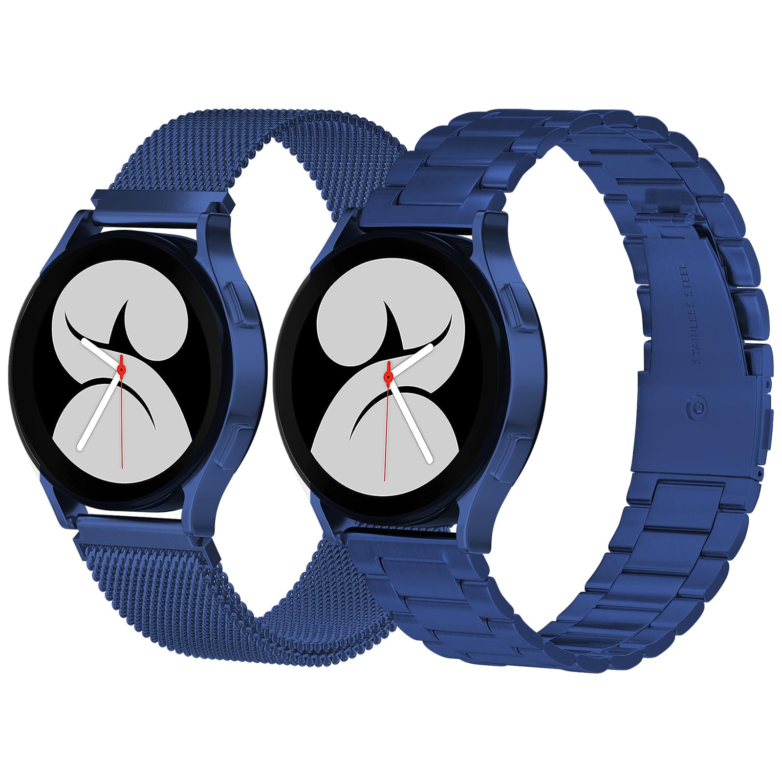 PROSRAT 2 Pack Metal Band for Galaxy Watch 4 Band/Watch 5 Band/Watch 6 Classic Band/Active 2 40mm 44mm/Watch 3 41mm, 20mm Stainless Steel Metal Mesh Straps for Women Men (Blue)