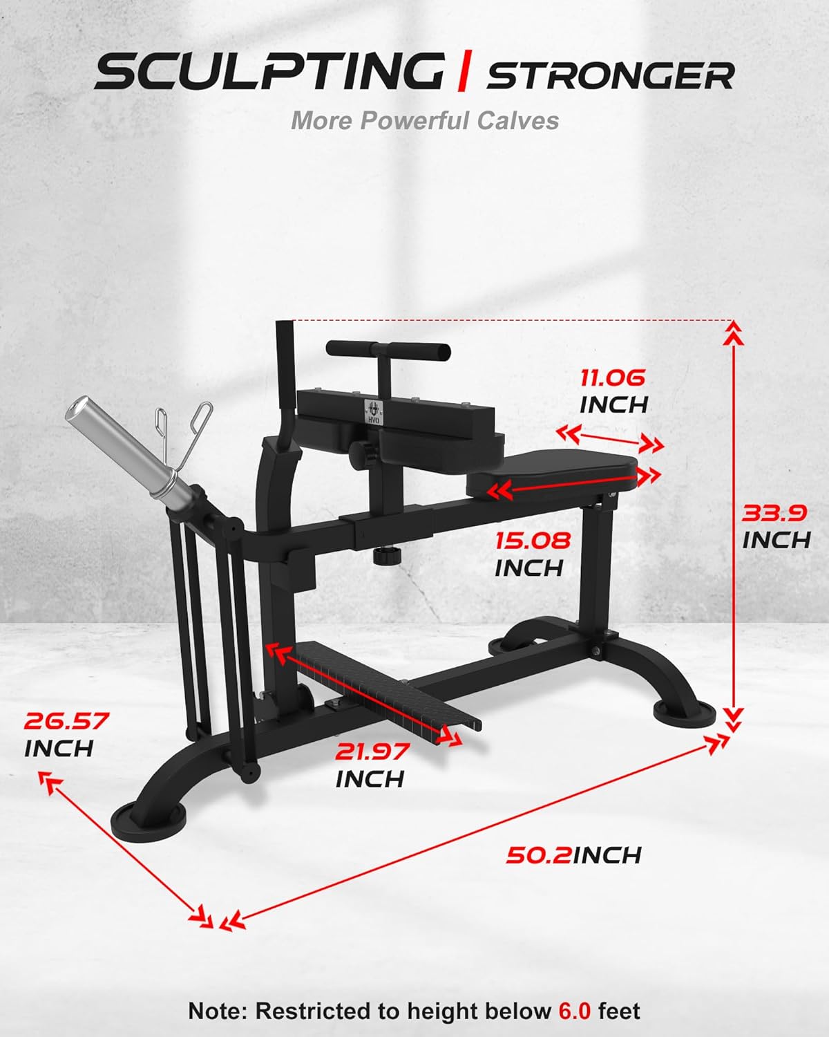 HVO 2031A Calf Machine: Home Gym Calf Workout Machine - 660LBS, Gray Steel, Elastic Resistance Straps