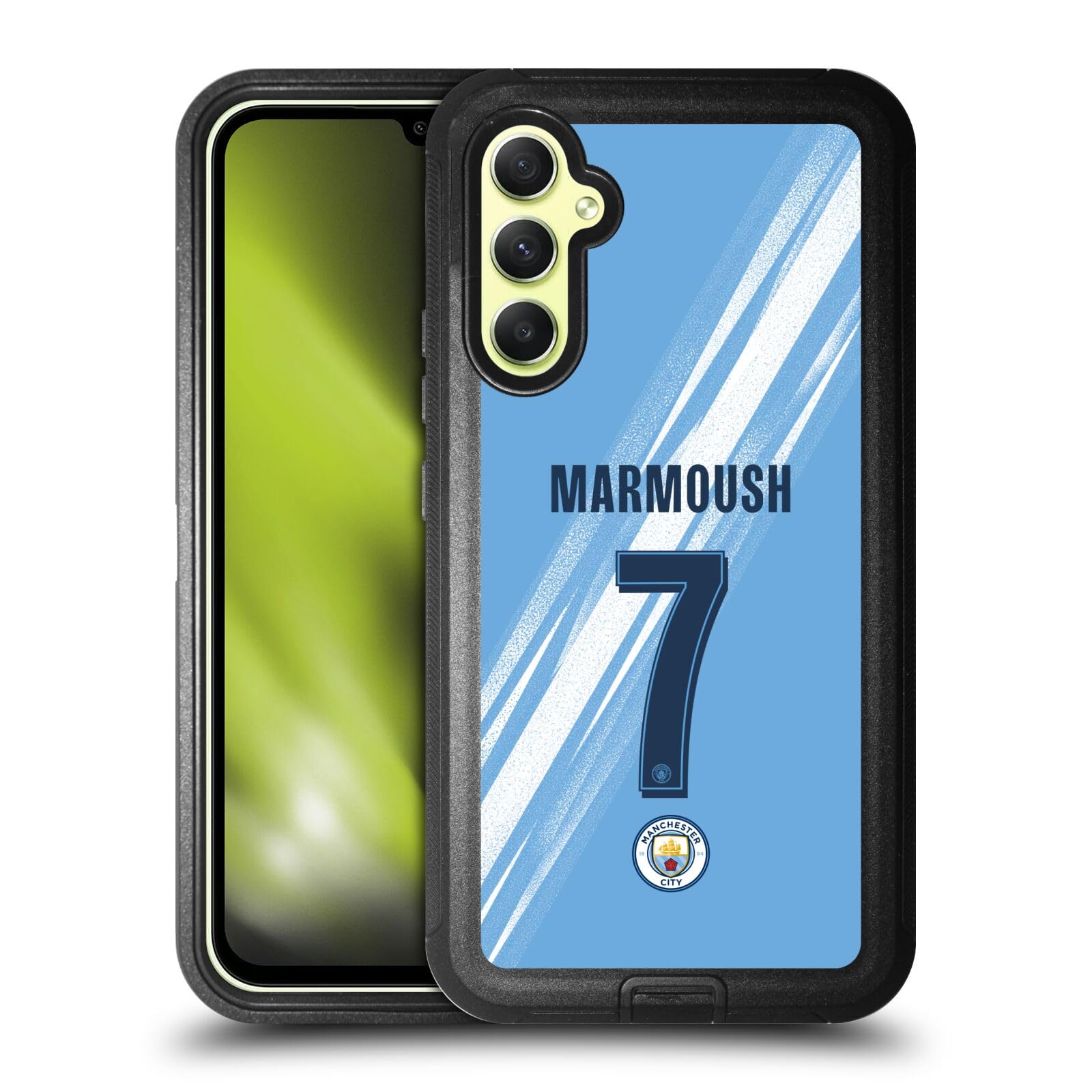 Head Case Designs Officially Licensed Manchester City Man City FC Omar Marmoush 2025/26 Players Home Kit Ultra-Armoured Shockproof Case [Military Grade] Compatible With Samsung Galaxy A34 5G