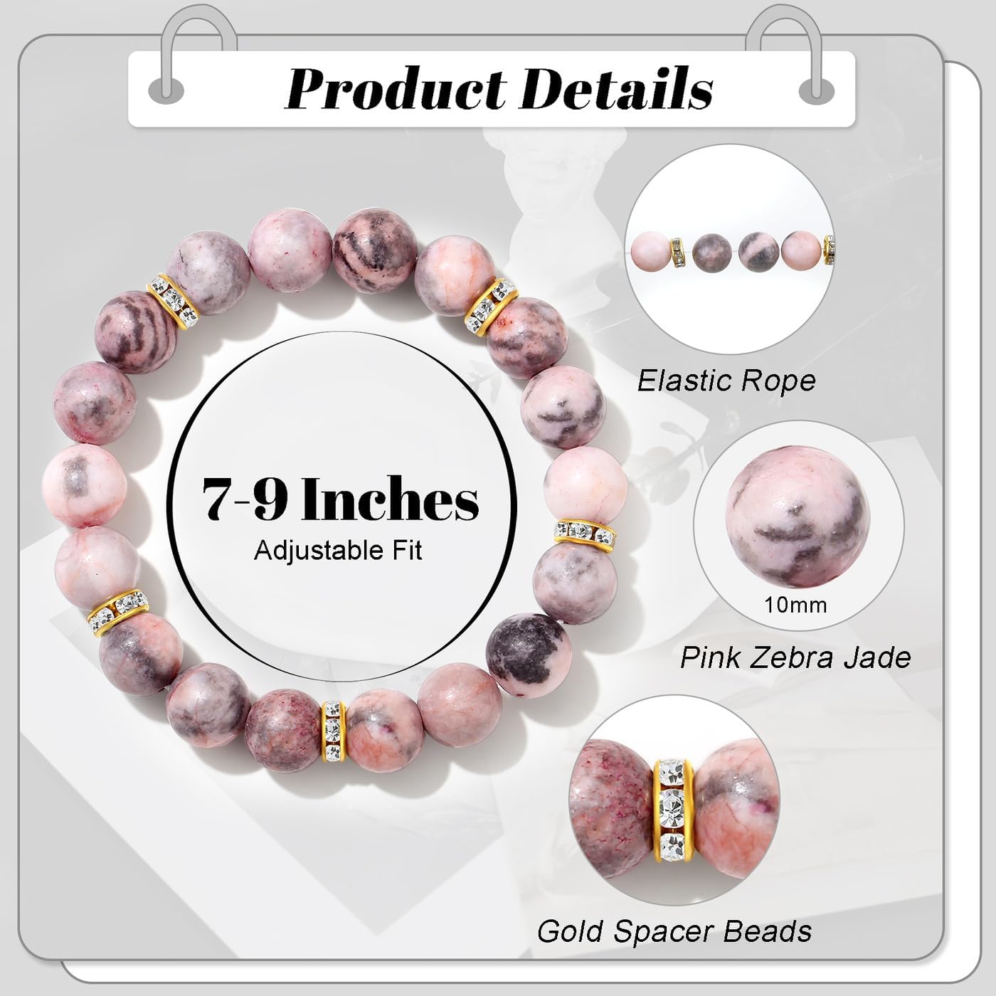 DUQGUHO Healing Bracelets for Women Anxiety Crystal Bracelet 10mm Stretch Stone Jewelry Crystal Gifts for Women - Image 4