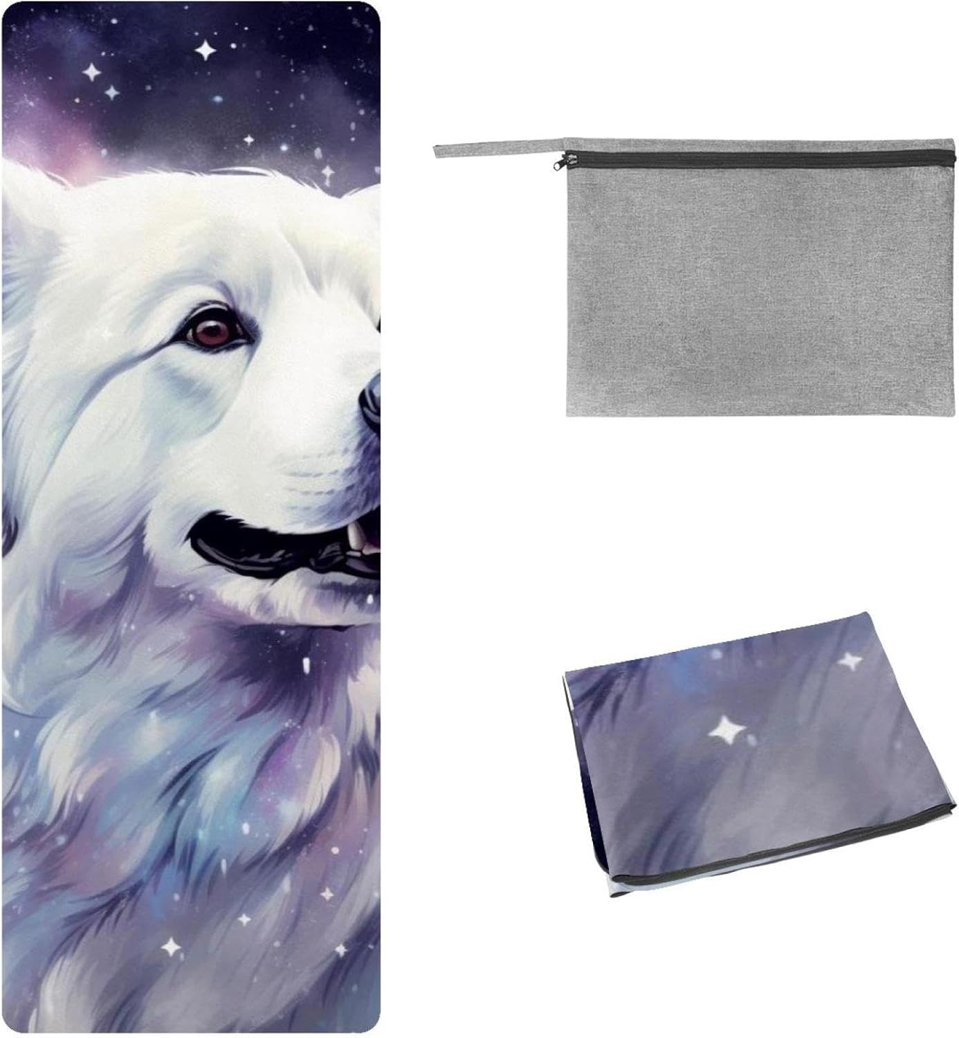 Yoga Towel, Galaxy Bear Pattern Non Slip Sweat Absorbent Hot Yoga Mat Towel for Hot Yoga, Pilates and Fitness - 72.8" x 26.8"