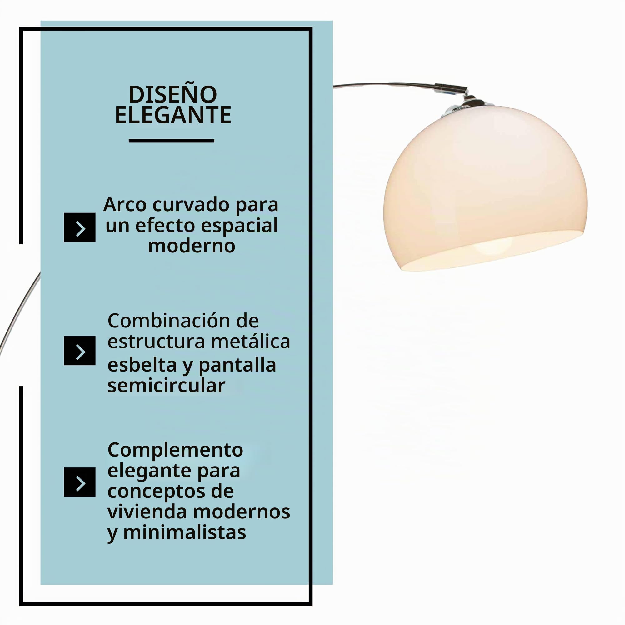 Lightbox Bogenlampe 166 cm, Chrom & Weiß, schwenkbare Lampe