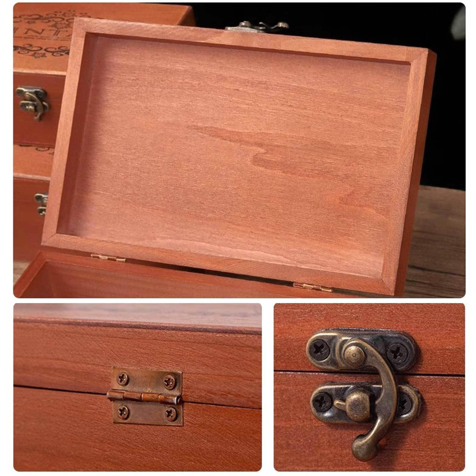 Pudełko na biżuterię, Hand Carved Wooden Multipurpose Jewelry Trinket Storage Organizer Box Multiple Sizes(M)