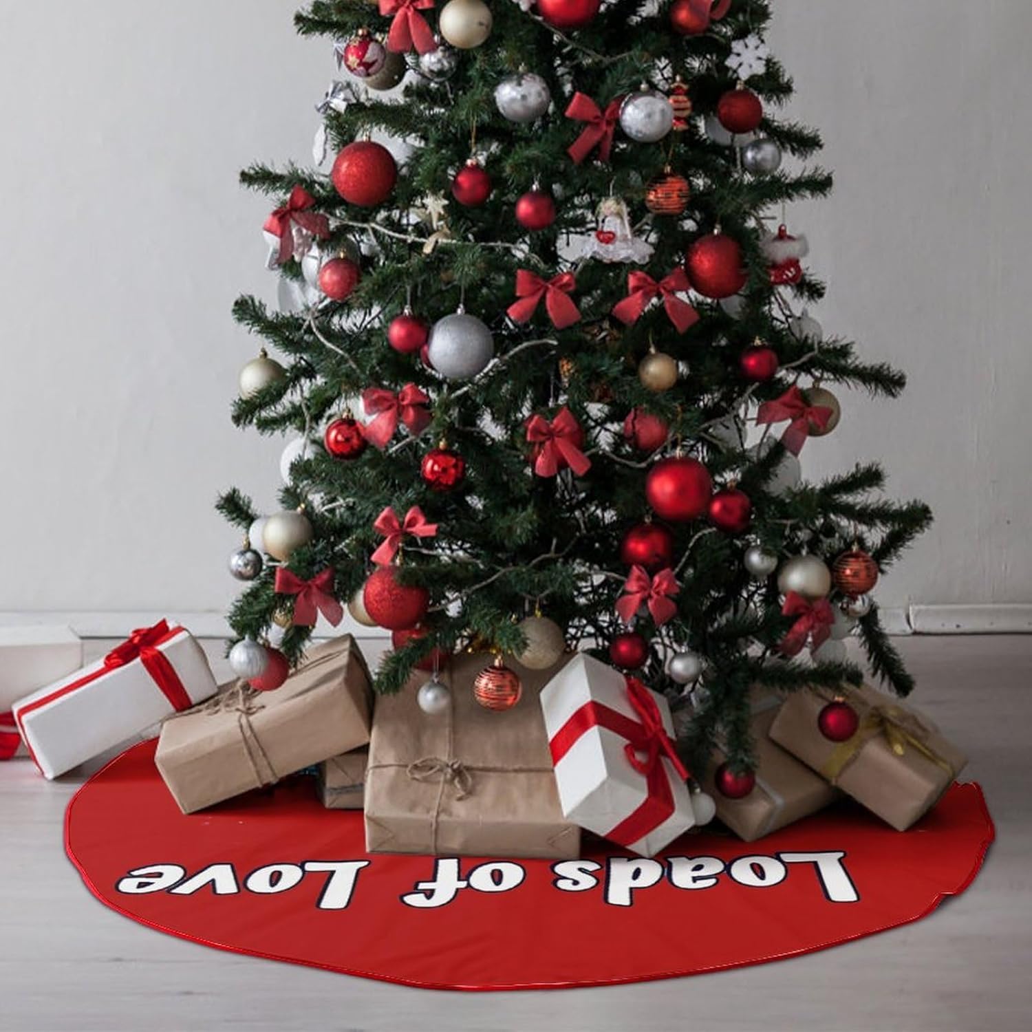 Tractor Loads of Love Rainbow LGBT Christmas Tree Skirt Ornaments Christmas Tree Mat for Home Party Holiday Decorations