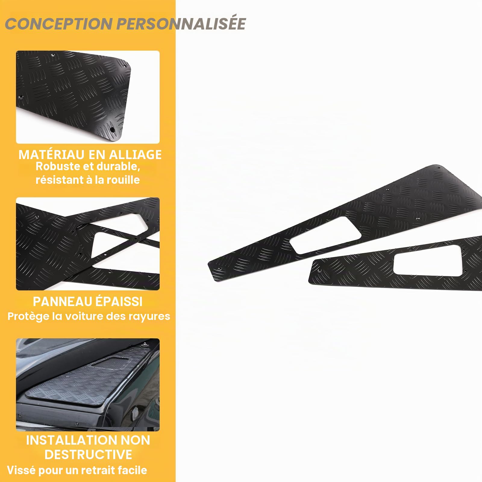 Protection de capot moteur pour véhicules Convient pour Land Rover Defender 2004-2018, protection de capot pour Land Rover Defender accessoires, accessoires de garniture extérieure pour véhicules